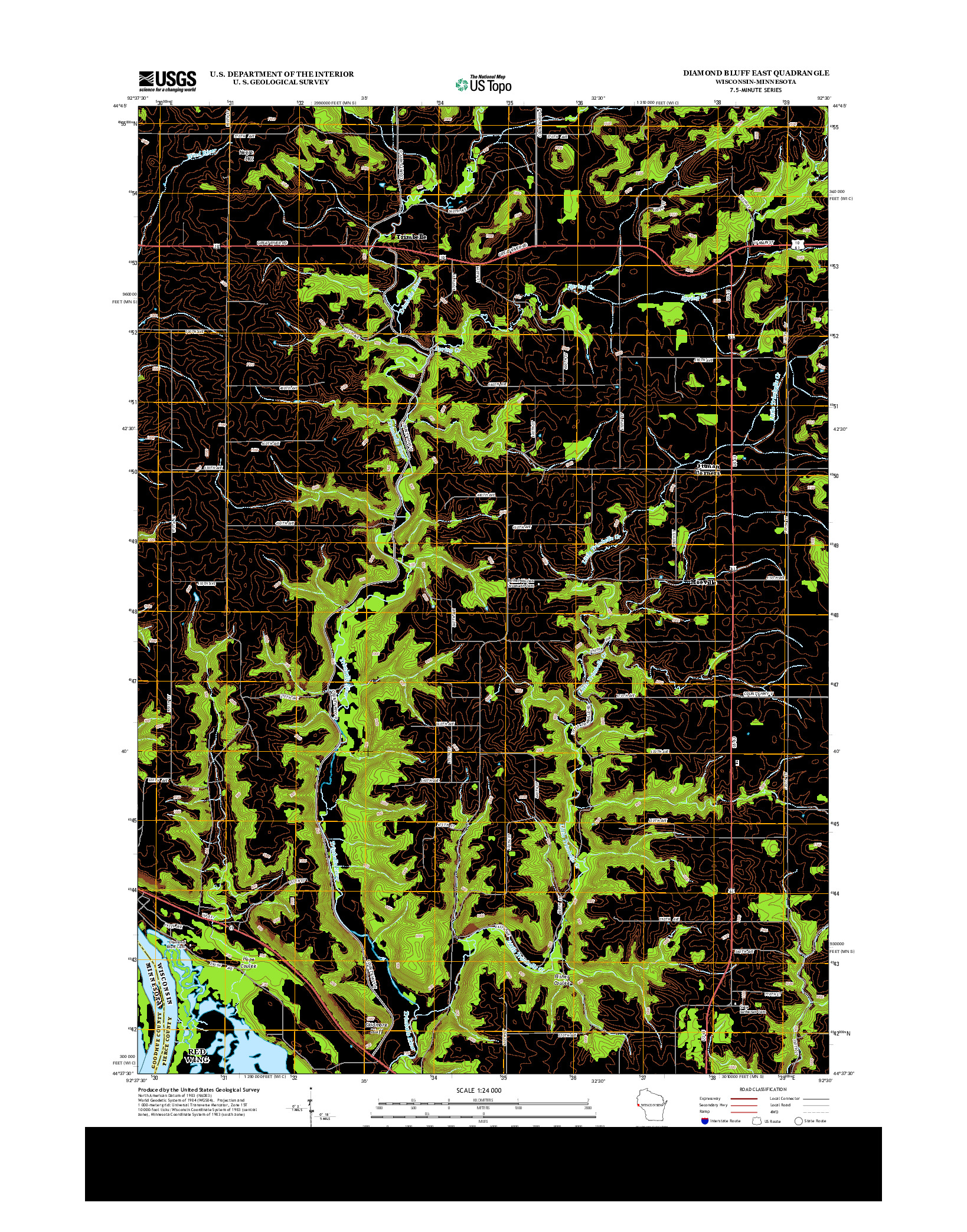 USGS US TOPO 7.5-MINUTE MAP FOR DIAMOND BLUFF EAST, WI-MN 2013