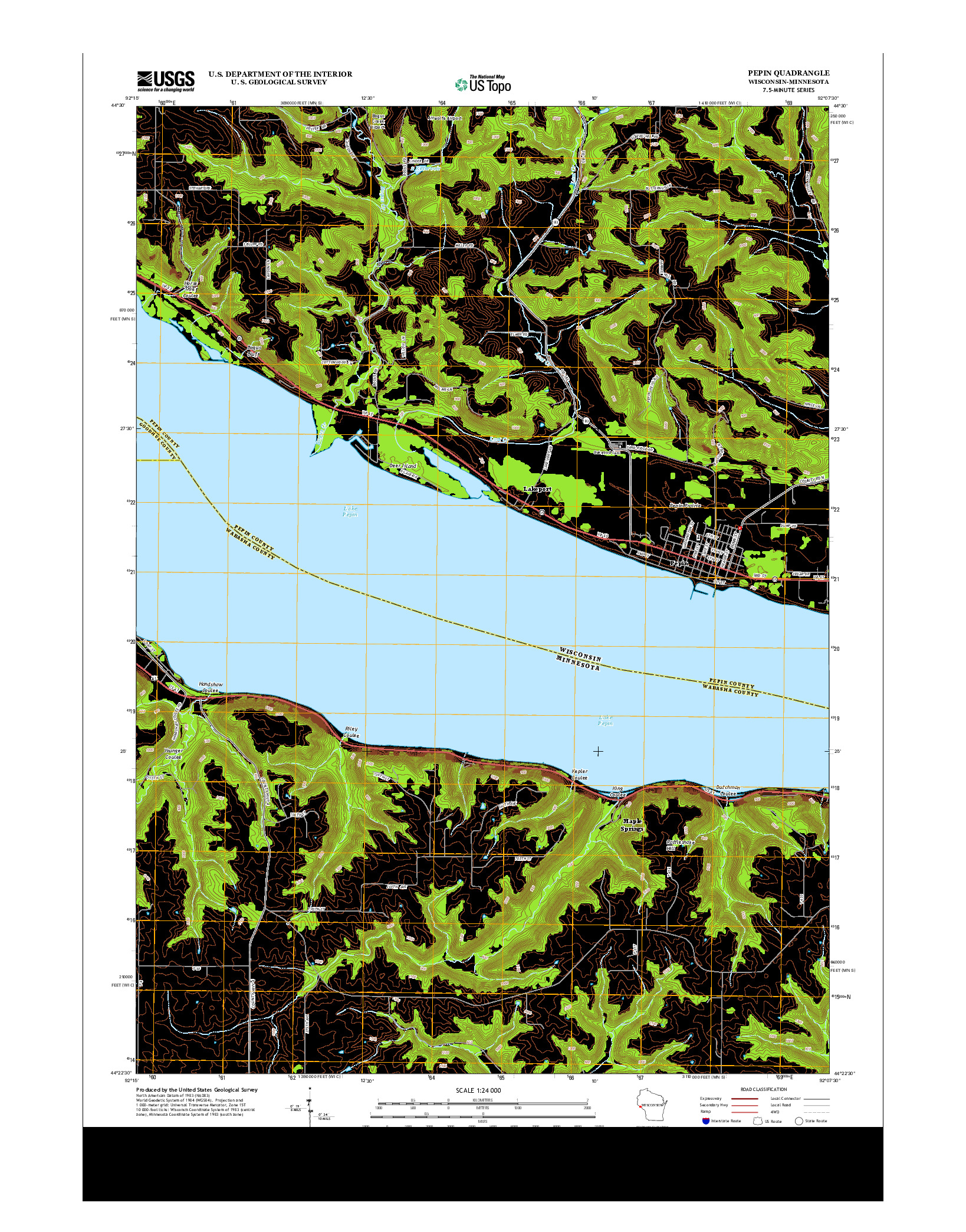 USGS US TOPO 7.5-MINUTE MAP FOR PEPIN, WI-MN 2013