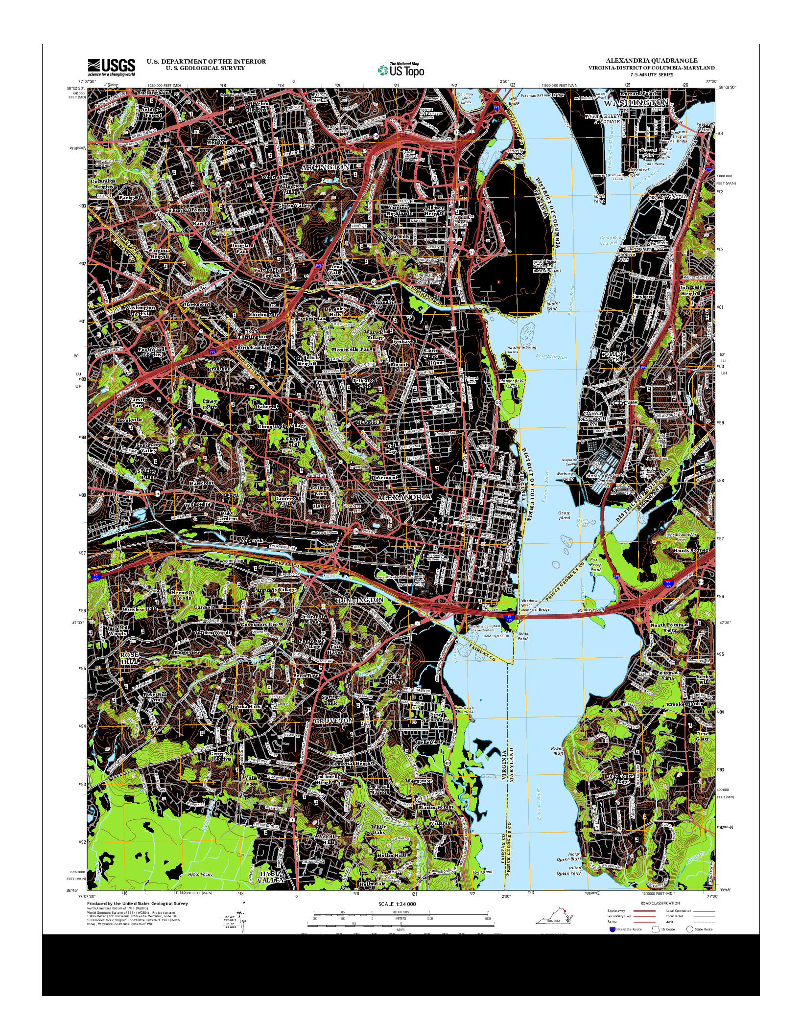 USGS US TOPO 7.5-MINUTE MAP FOR ALEXANDRIA, VA-DC-MD 2013