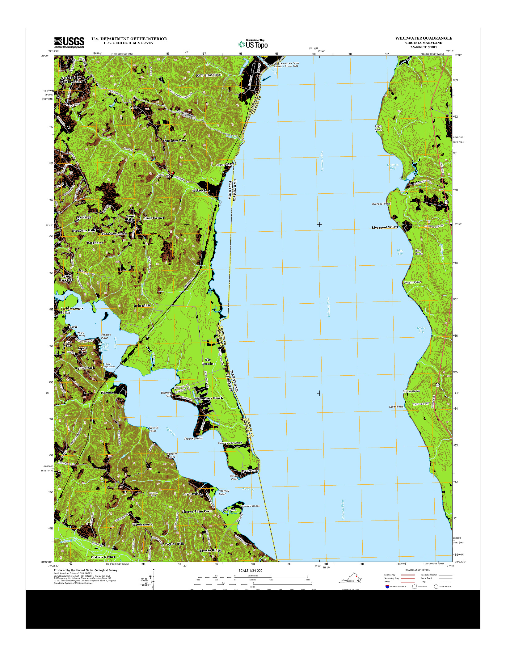 USGS US TOPO 7.5-MINUTE MAP FOR WIDEWATER, VA-MD 2013