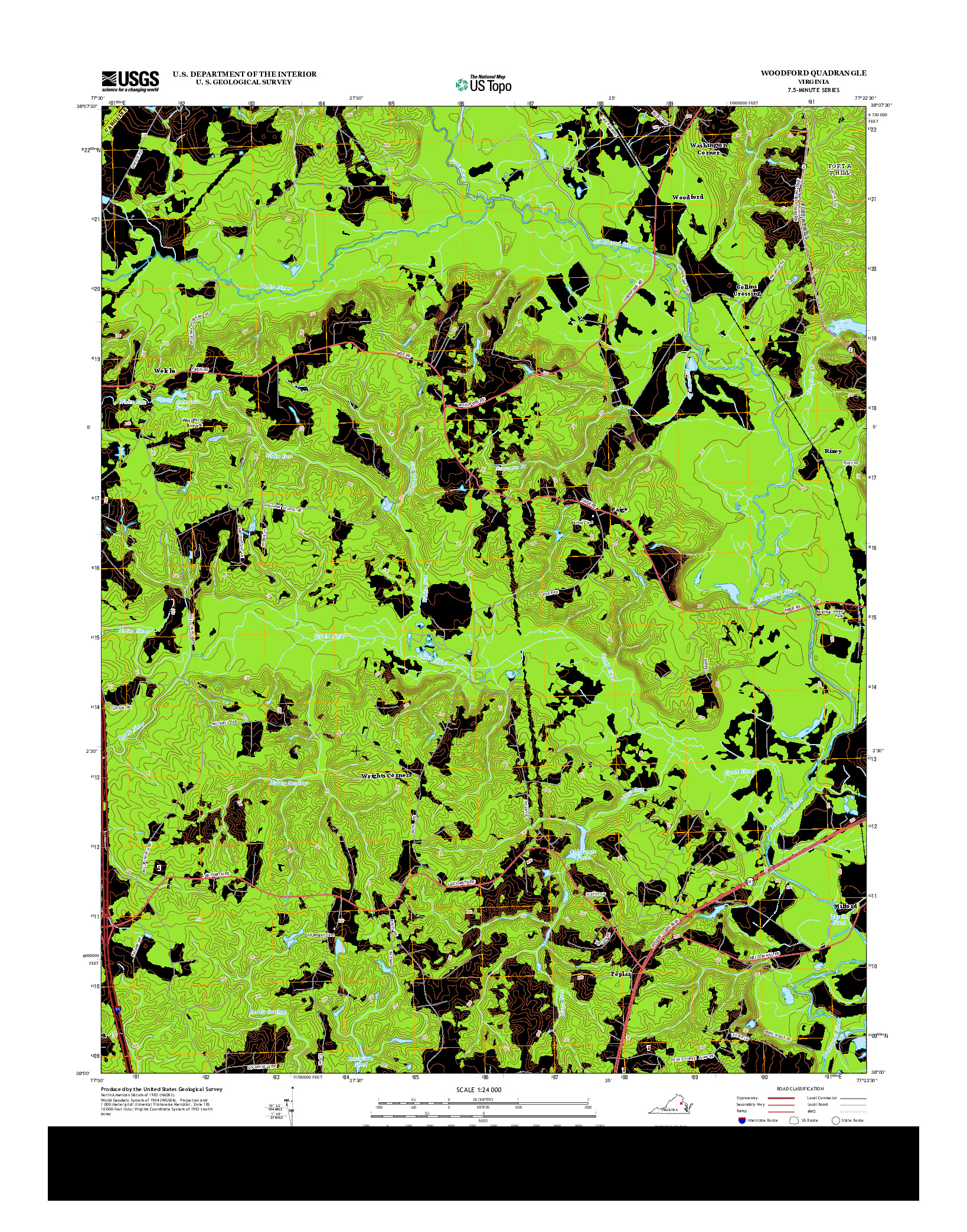 USGS US TOPO 7.5-MINUTE MAP FOR WOODFORD, VA 2013