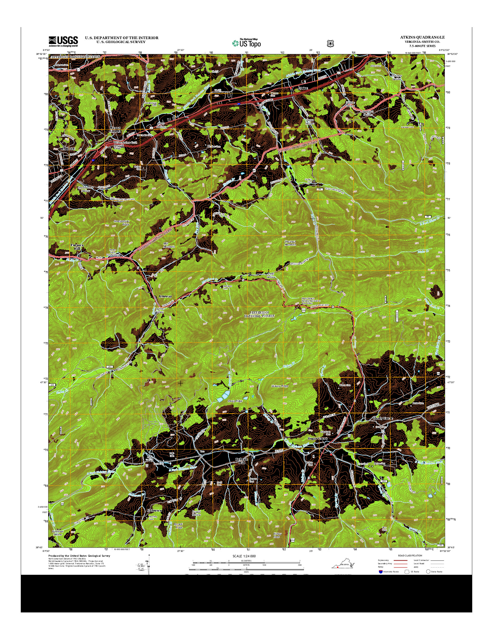 USGS US TOPO 7.5-MINUTE MAP FOR ATKINS, VA 2013