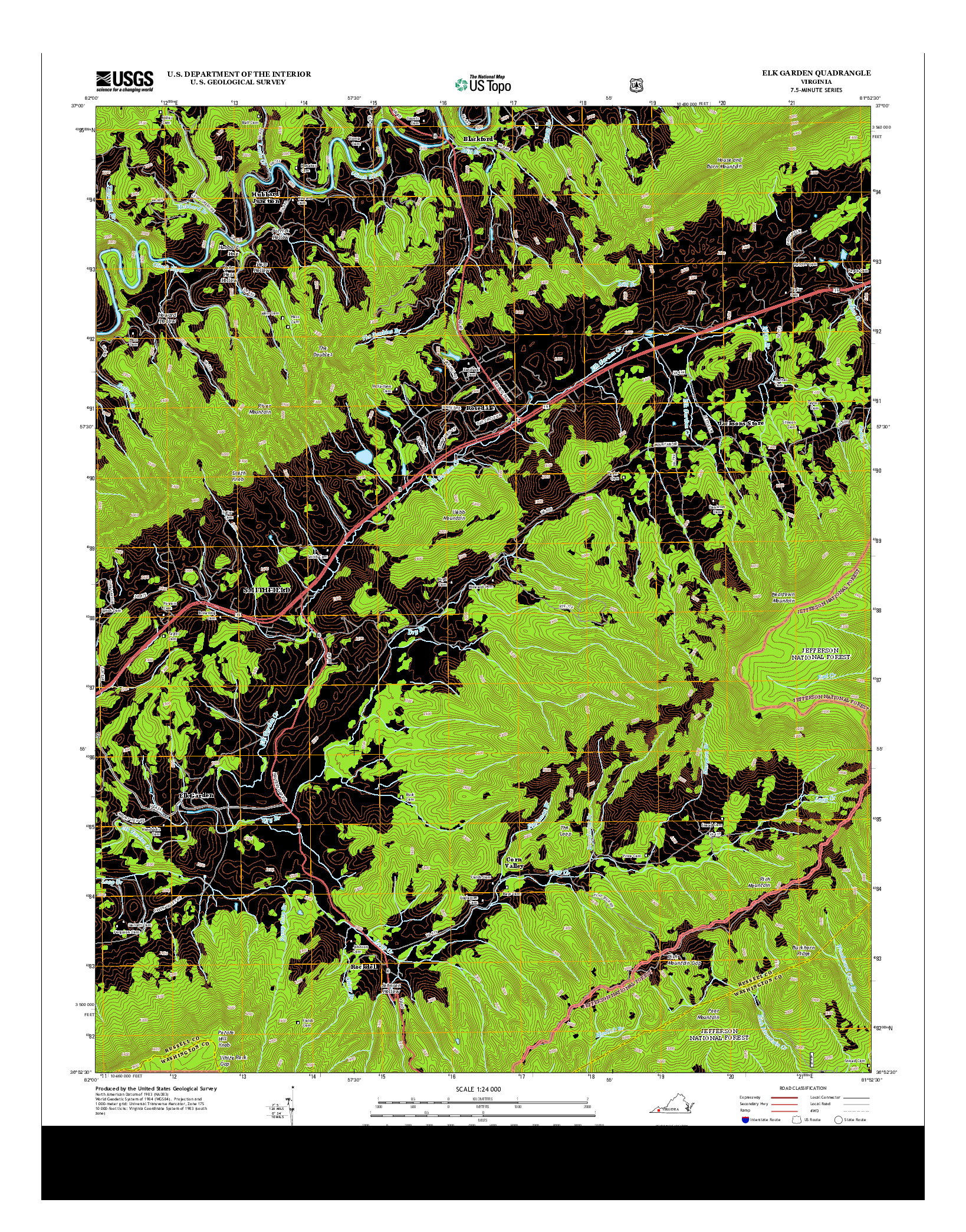 USGS US TOPO 7.5-MINUTE MAP FOR ELK GARDEN, VA 2013
