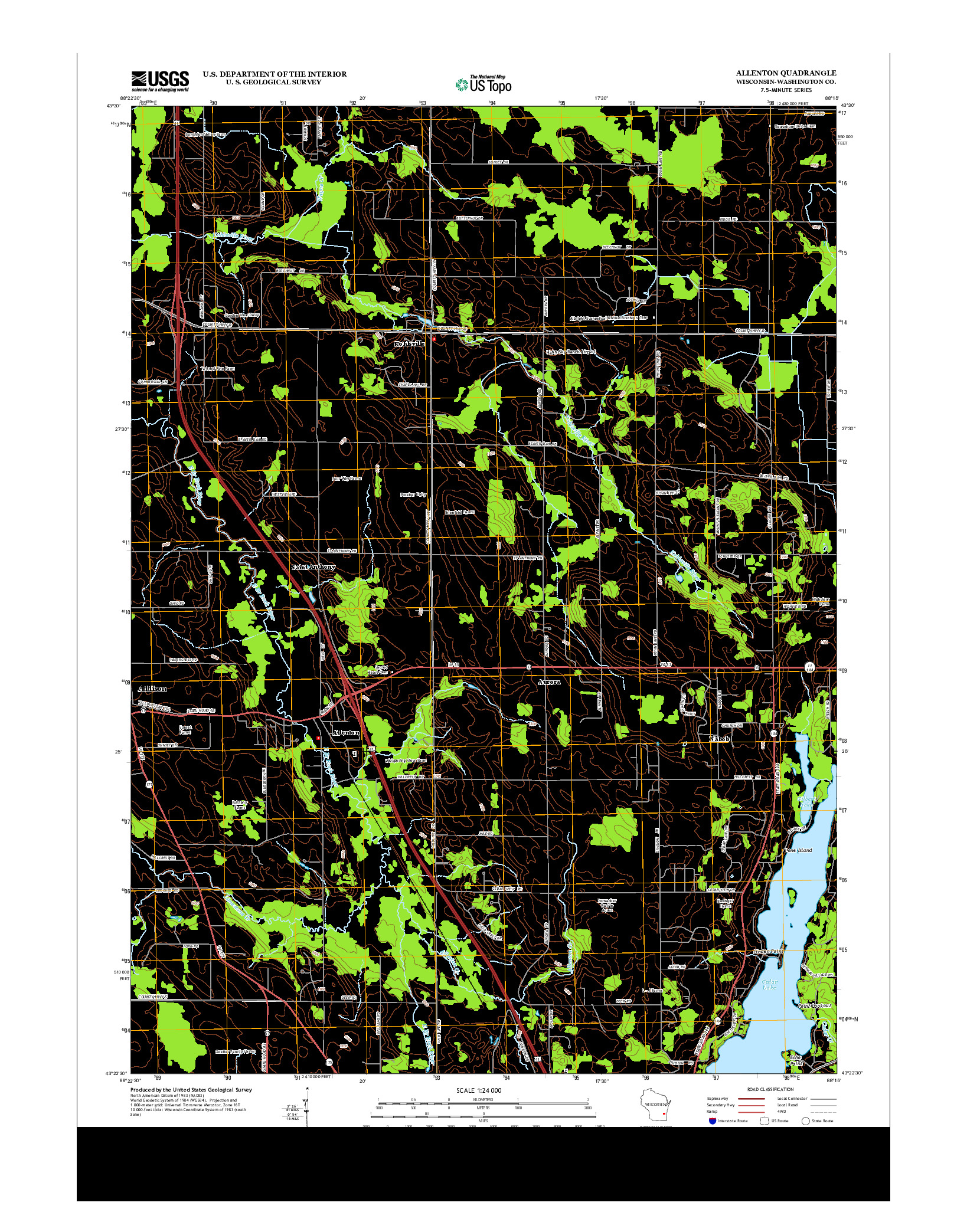 USGS US TOPO 7.5-MINUTE MAP FOR ALLENTON, WI 2013