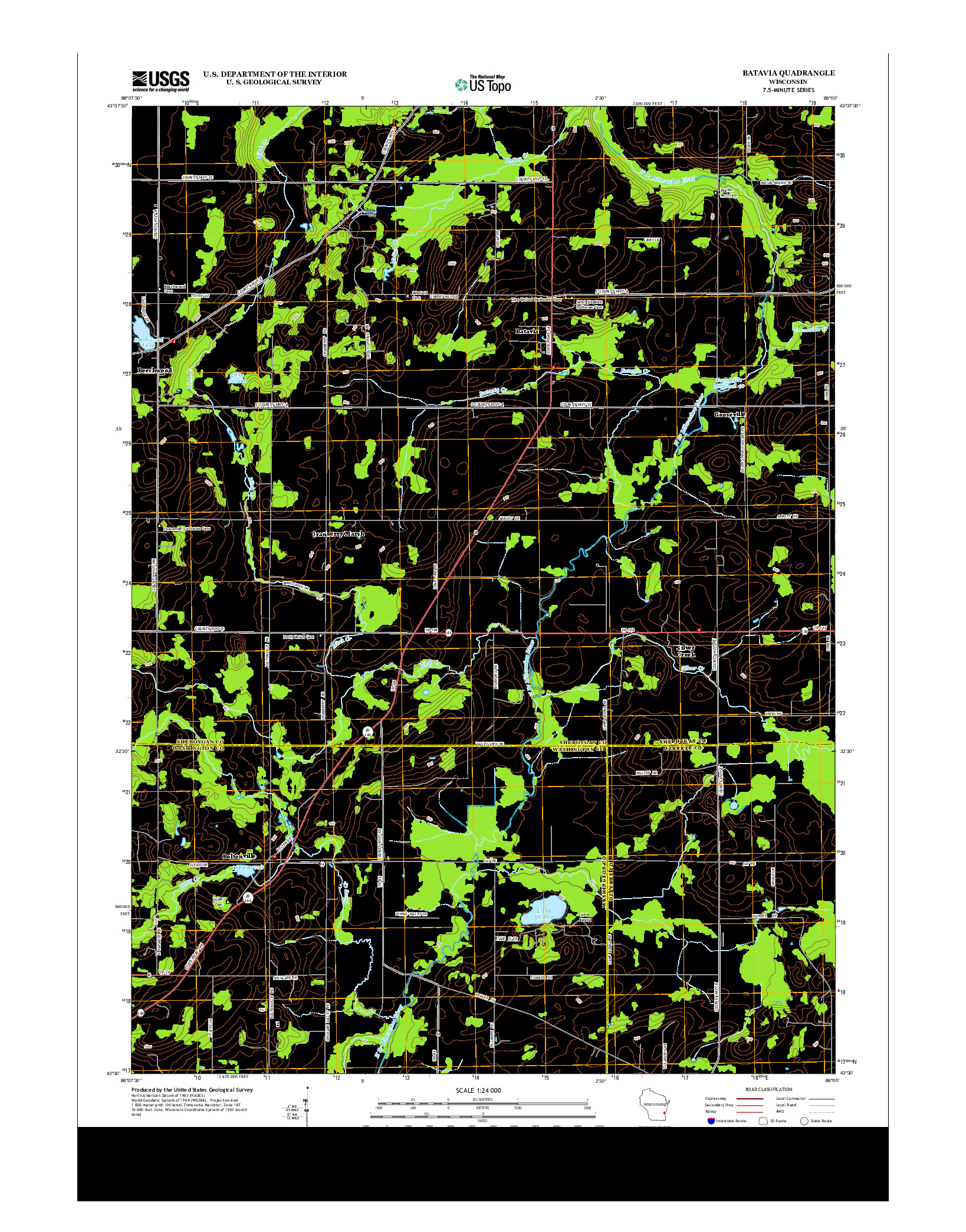 USGS US TOPO 7.5-MINUTE MAP FOR BATAVIA, WI 2013