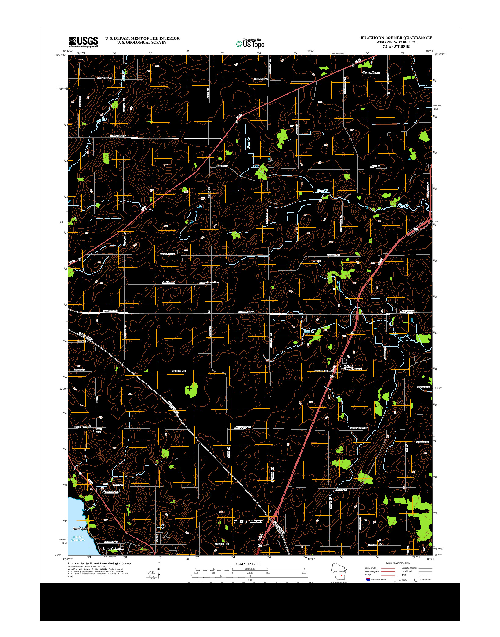 USGS US TOPO 7.5-MINUTE MAP FOR BUCKHORN CORNER, WI 2013