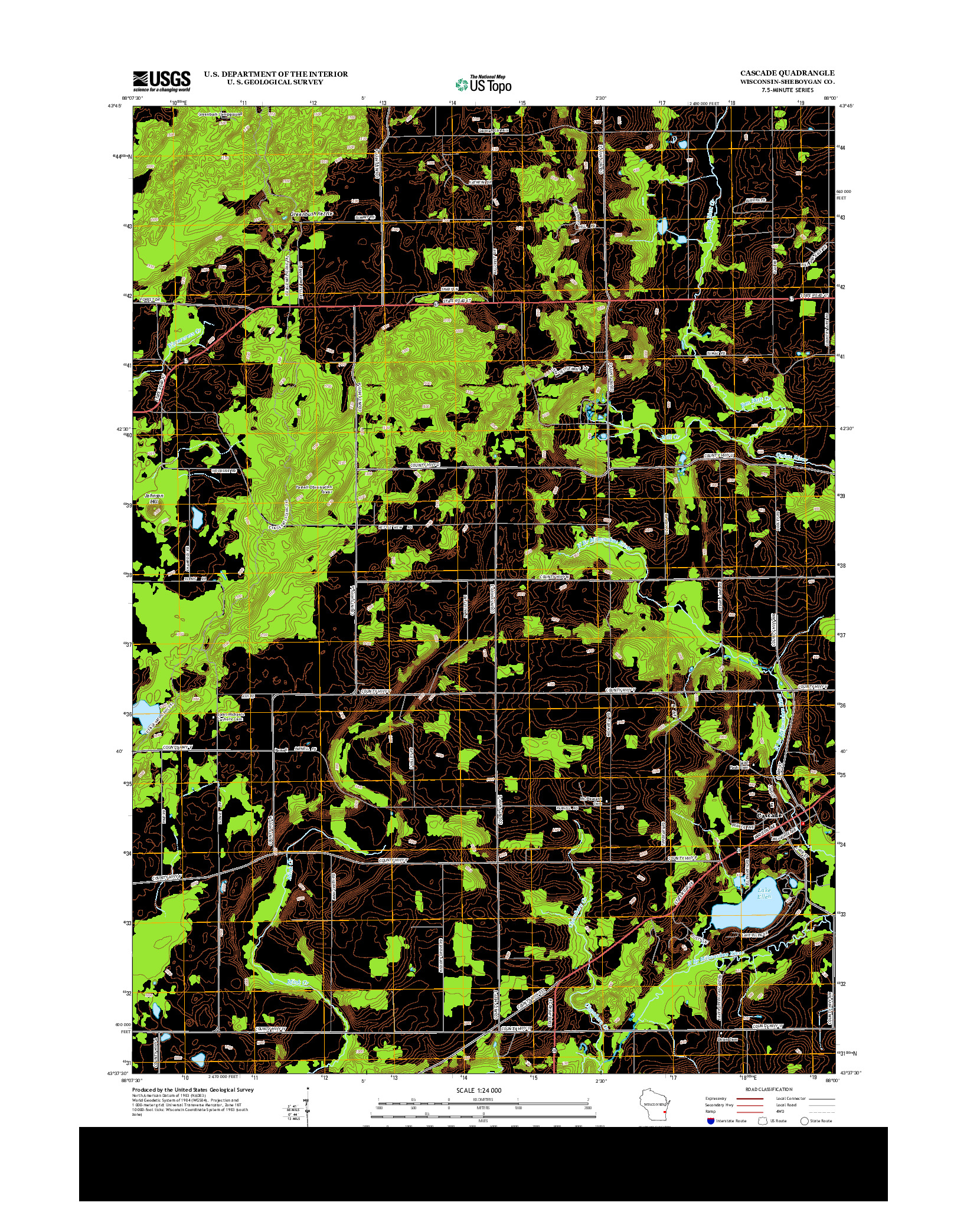 USGS US TOPO 7.5-MINUTE MAP FOR CASCADE, WI 2013