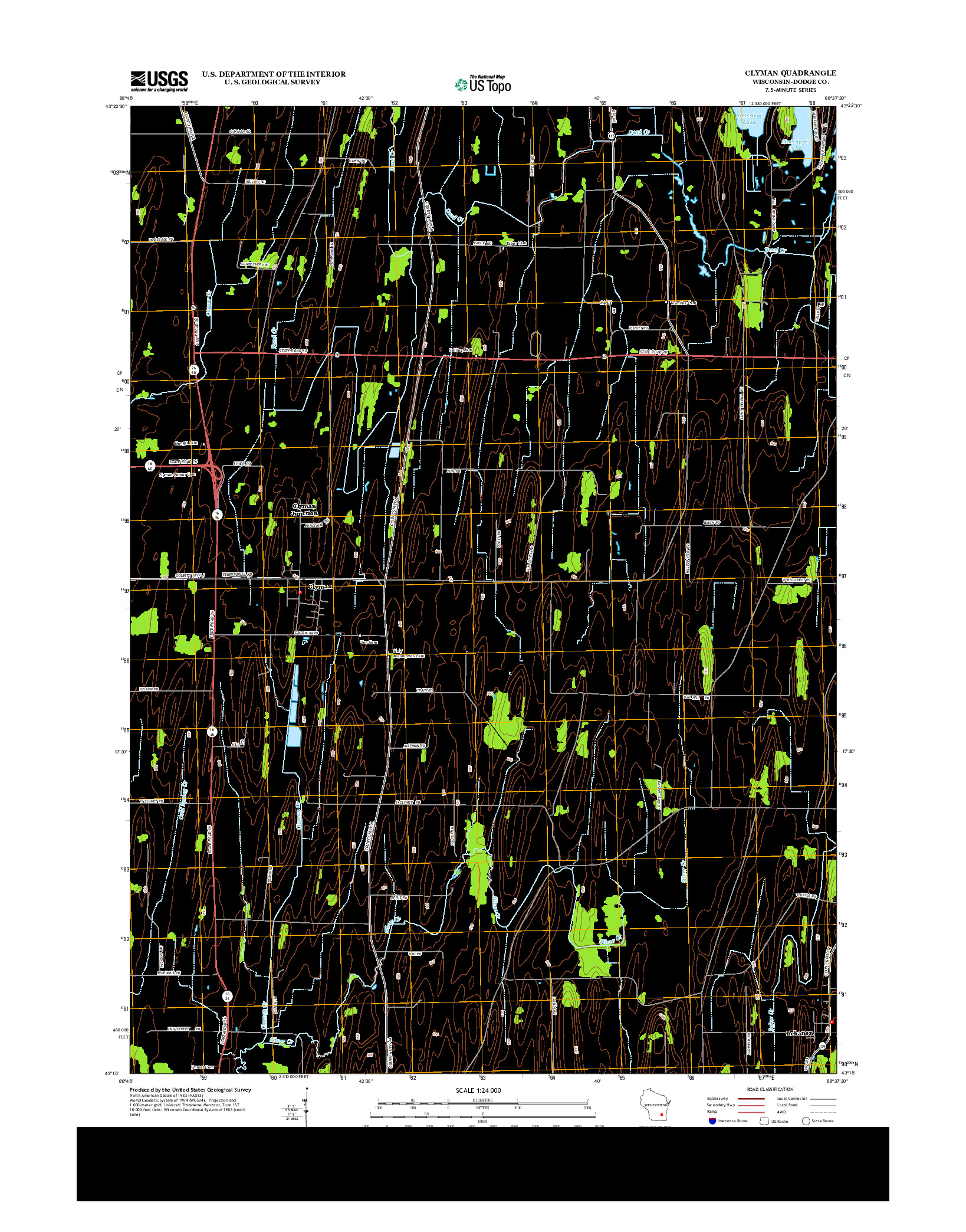 USGS US TOPO 7.5-MINUTE MAP FOR CLYMAN, WI 2013