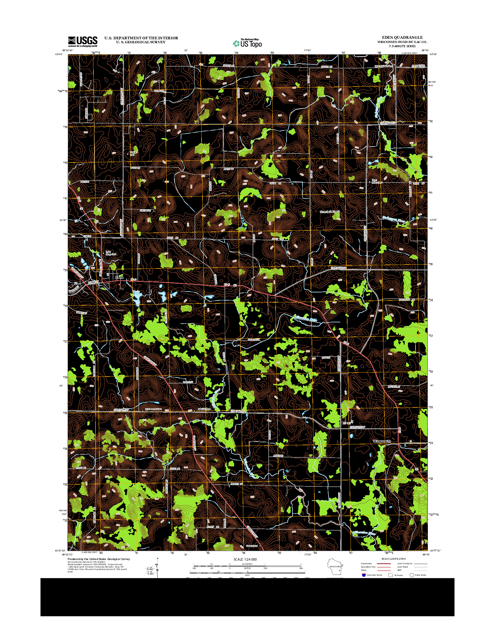 USGS US TOPO 7.5-MINUTE MAP FOR EDEN, WI 2013