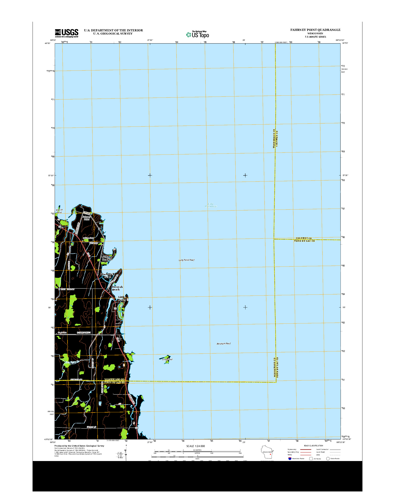 USGS US TOPO 7.5-MINUTE MAP FOR FAHRNEY POINT, WI 2013