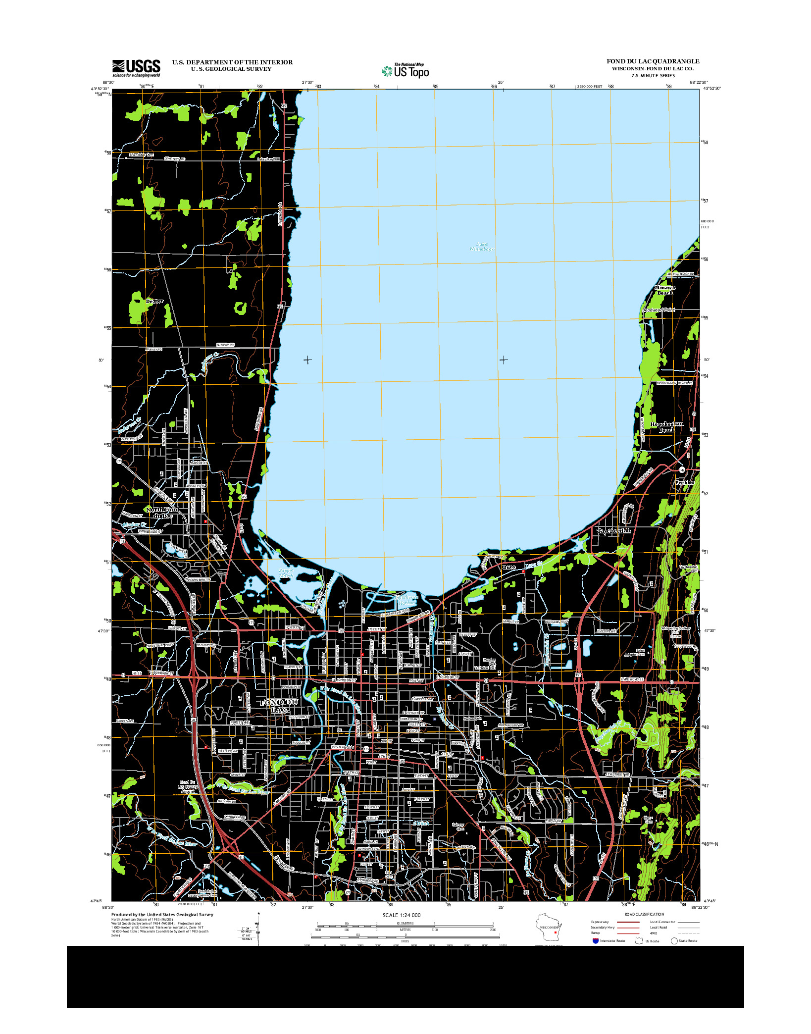 USGS US TOPO 7.5-MINUTE MAP FOR FOND DU LAC, WI 2013