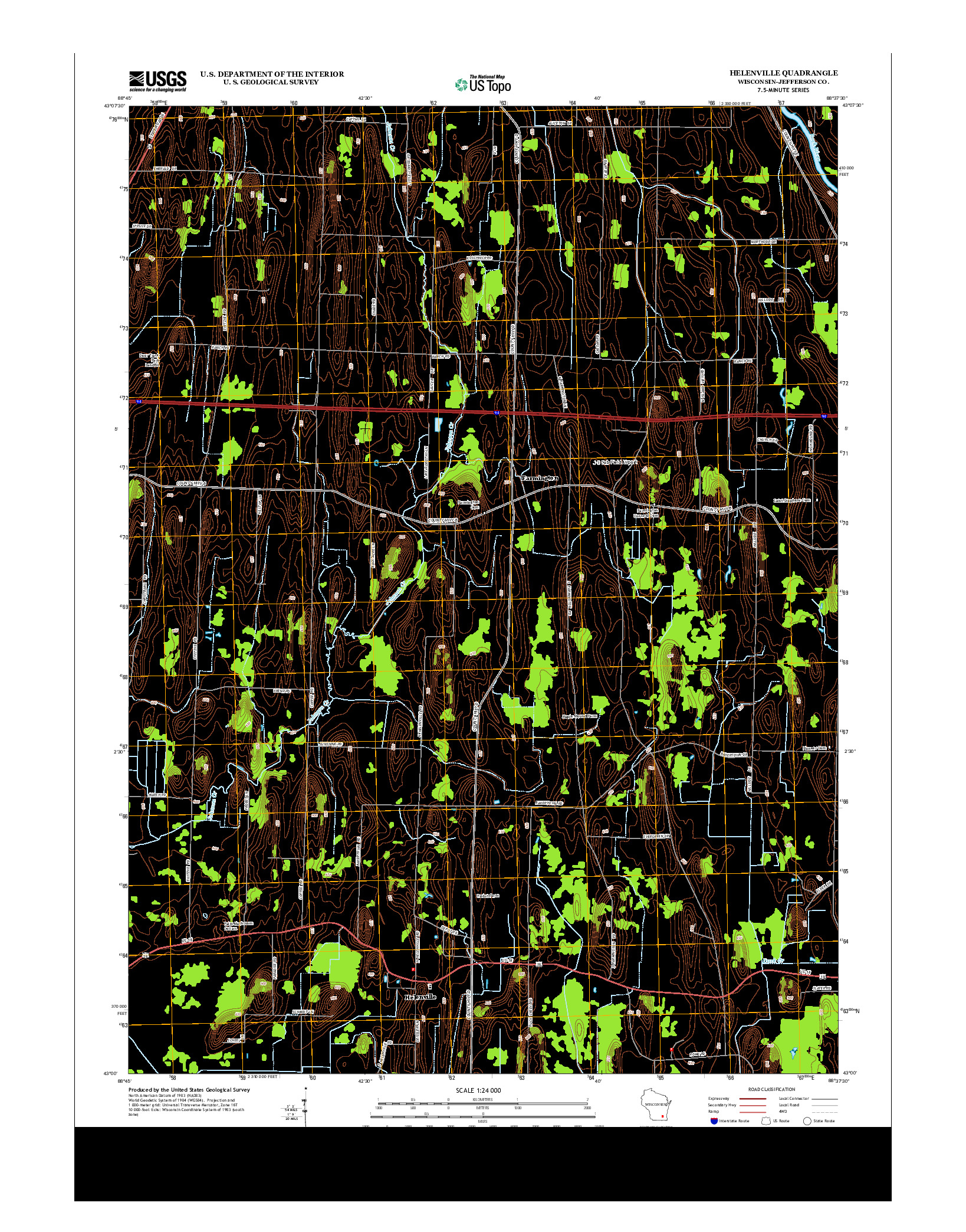 USGS US TOPO 7.5-MINUTE MAP FOR HELENVILLE, WI 2013