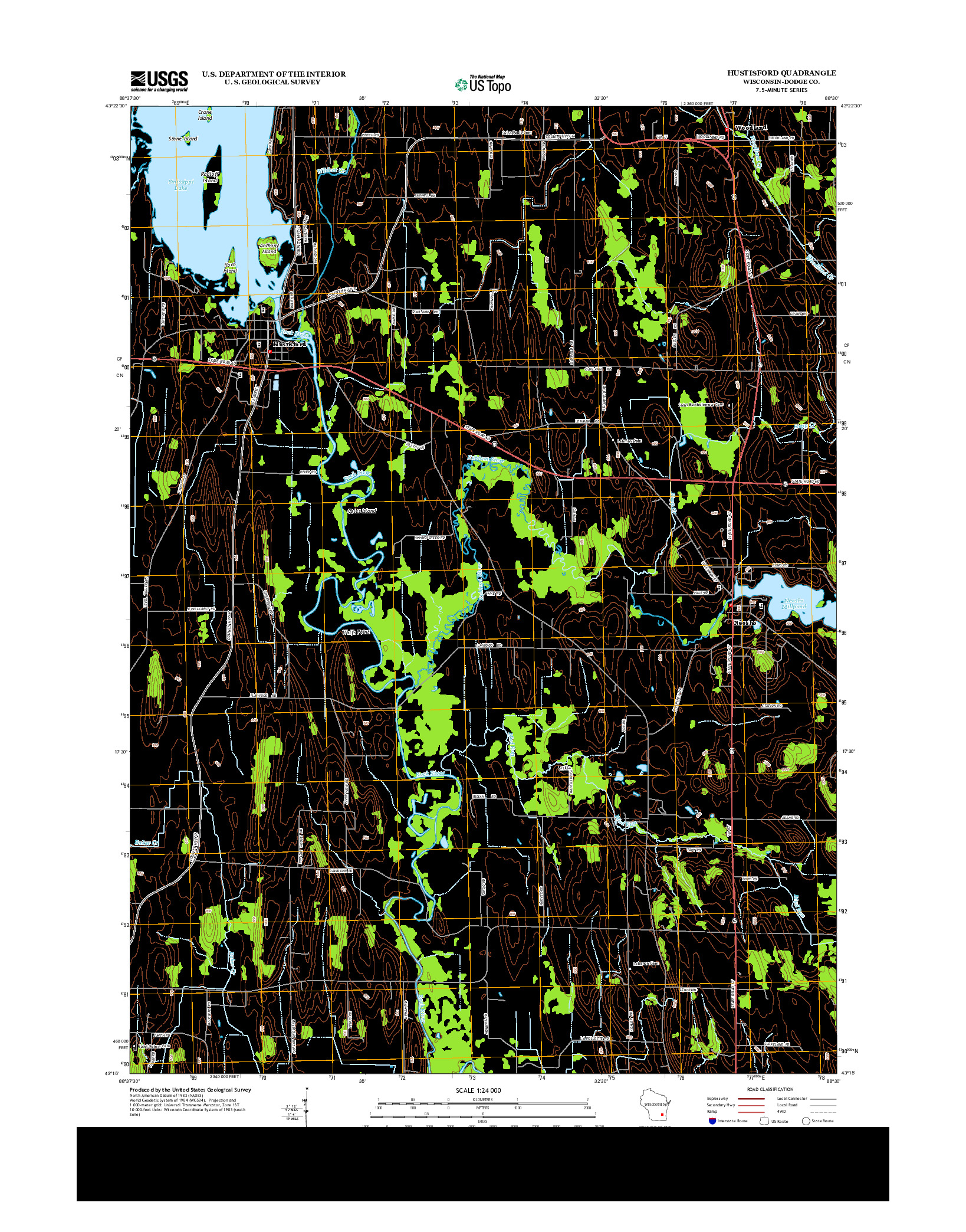 USGS US TOPO 7.5-MINUTE MAP FOR HUSTISFORD, WI 2013