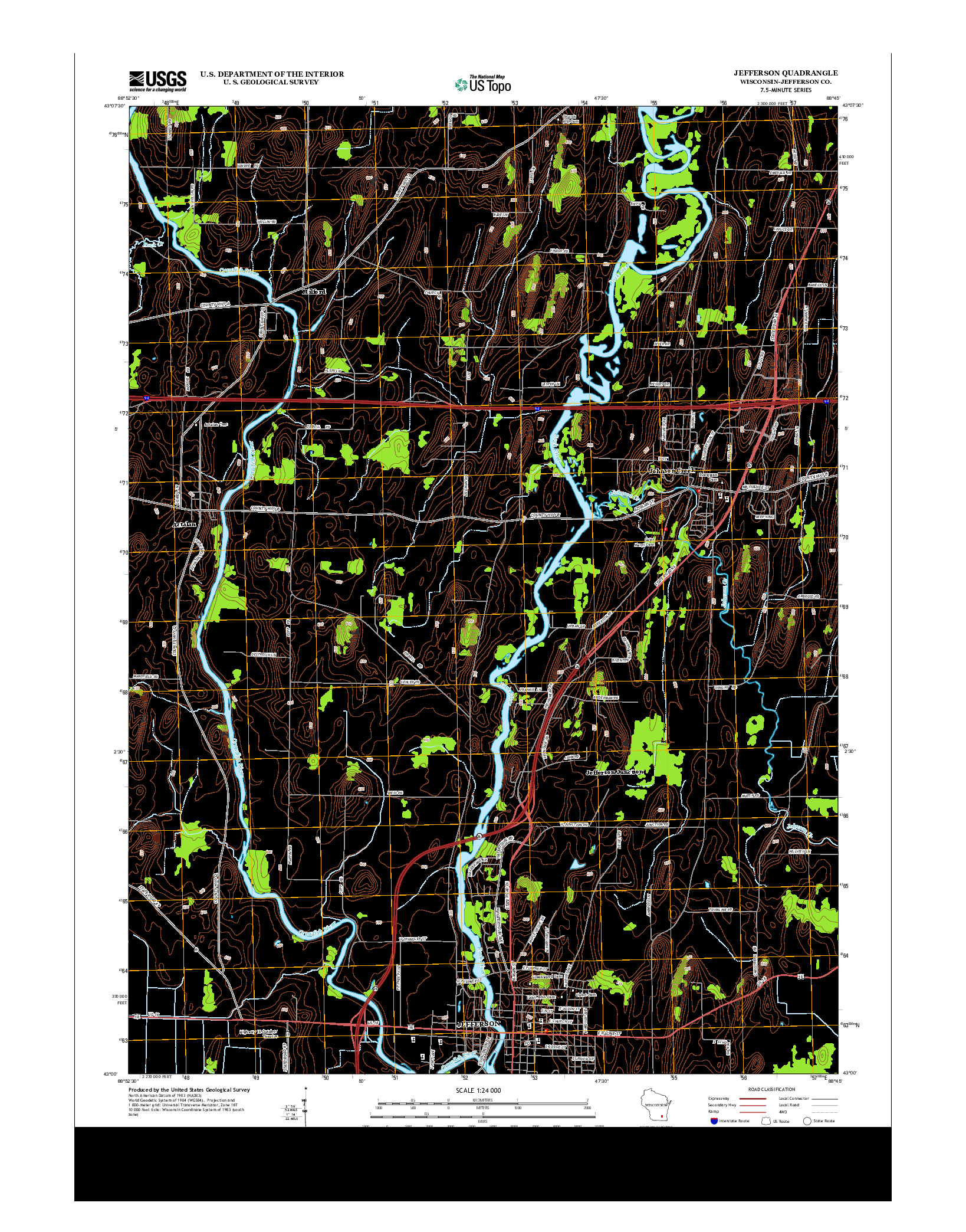 USGS US TOPO 7.5-MINUTE MAP FOR JEFFERSON, WI 2013