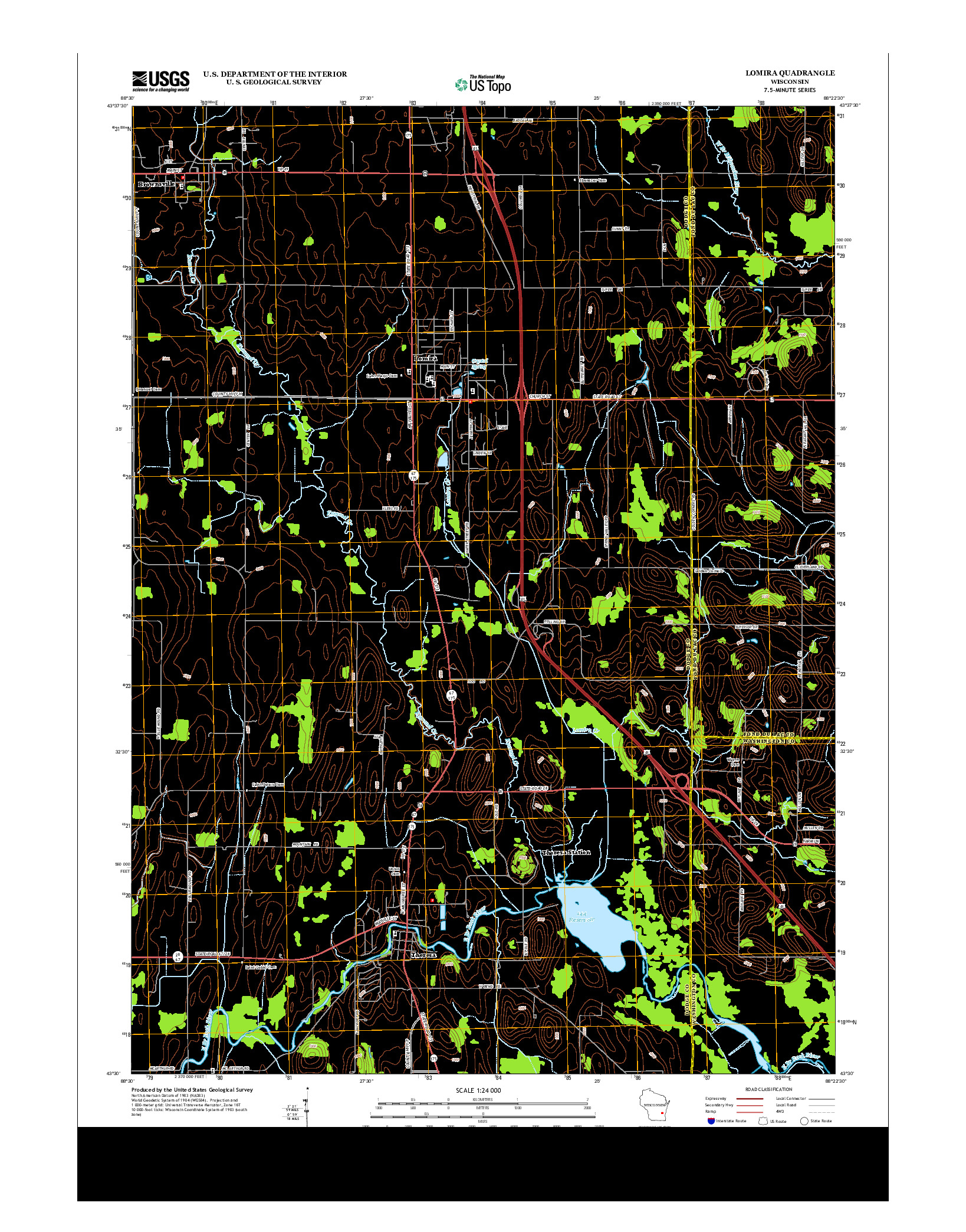 USGS US TOPO 7.5-MINUTE MAP FOR LOMIRA, WI 2013