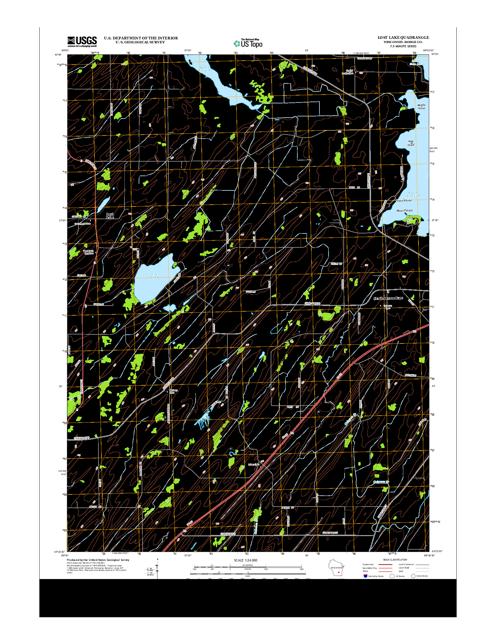USGS US TOPO 7.5-MINUTE MAP FOR LOST LAKE, WI 2013