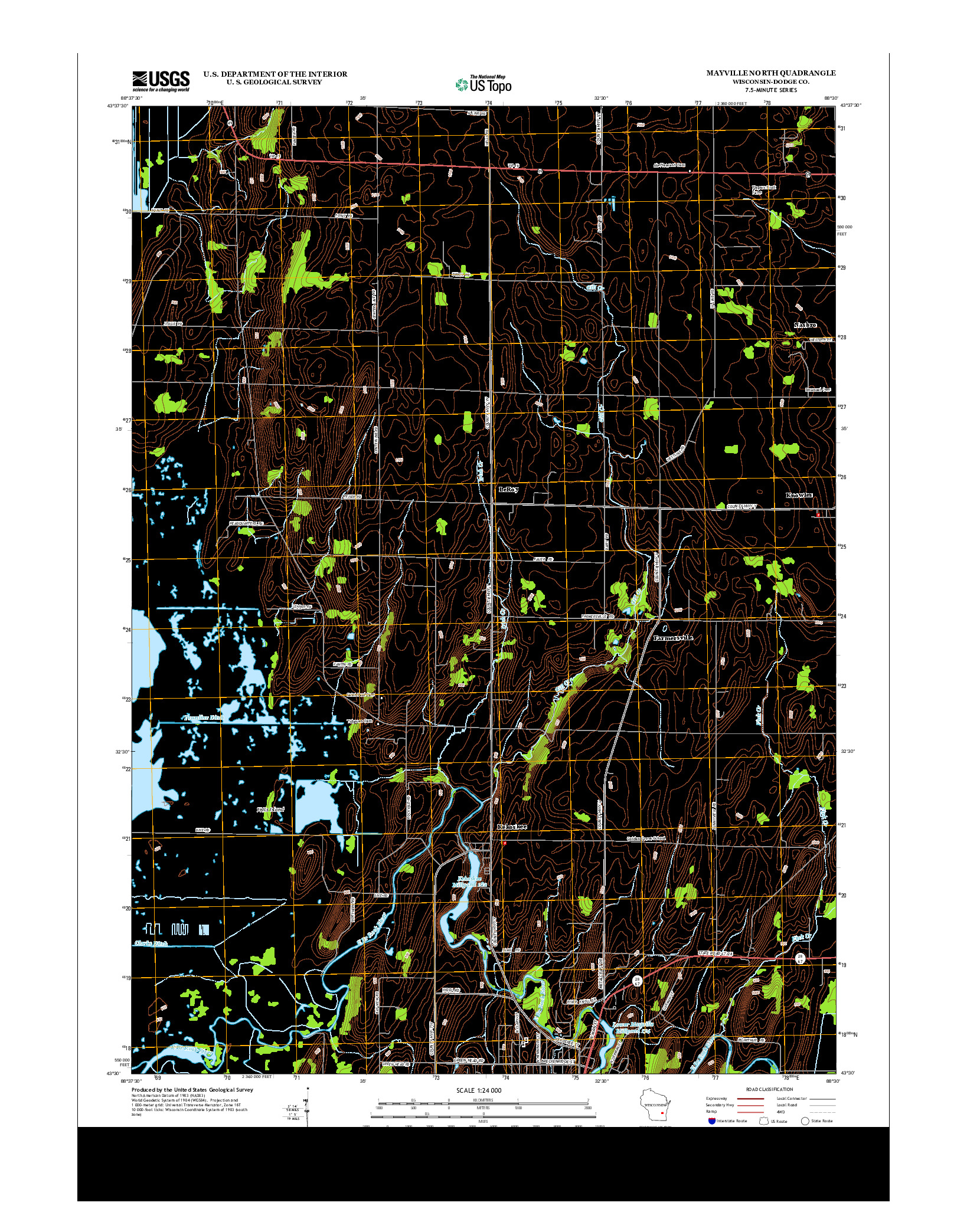 USGS US TOPO 7.5-MINUTE MAP FOR MAYVILLE NORTH, WI 2013