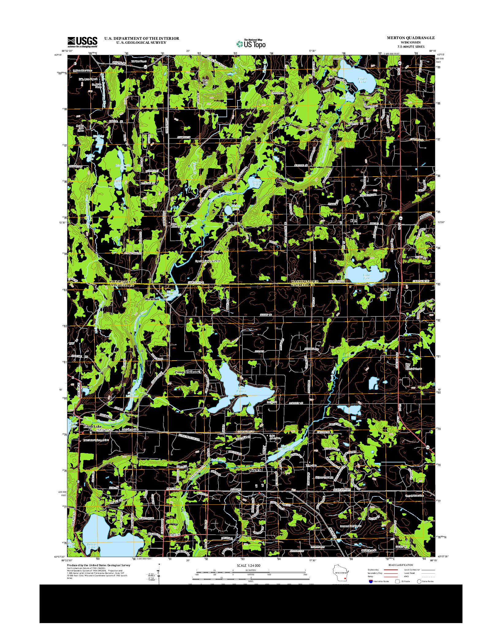 USGS US TOPO 7.5-MINUTE MAP FOR MERTON, WI 2013