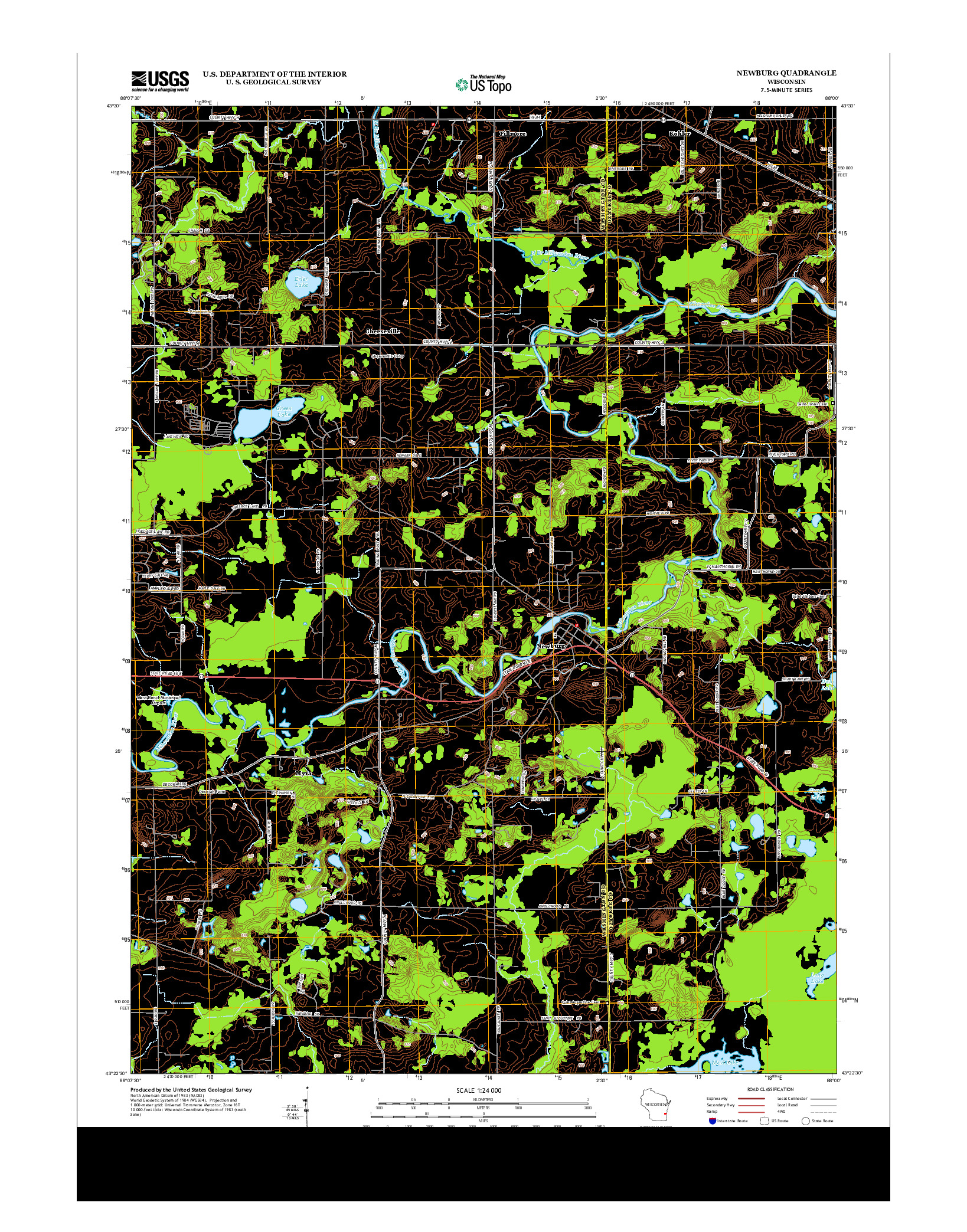 USGS US TOPO 7.5-MINUTE MAP FOR NEWBURG, WI 2013