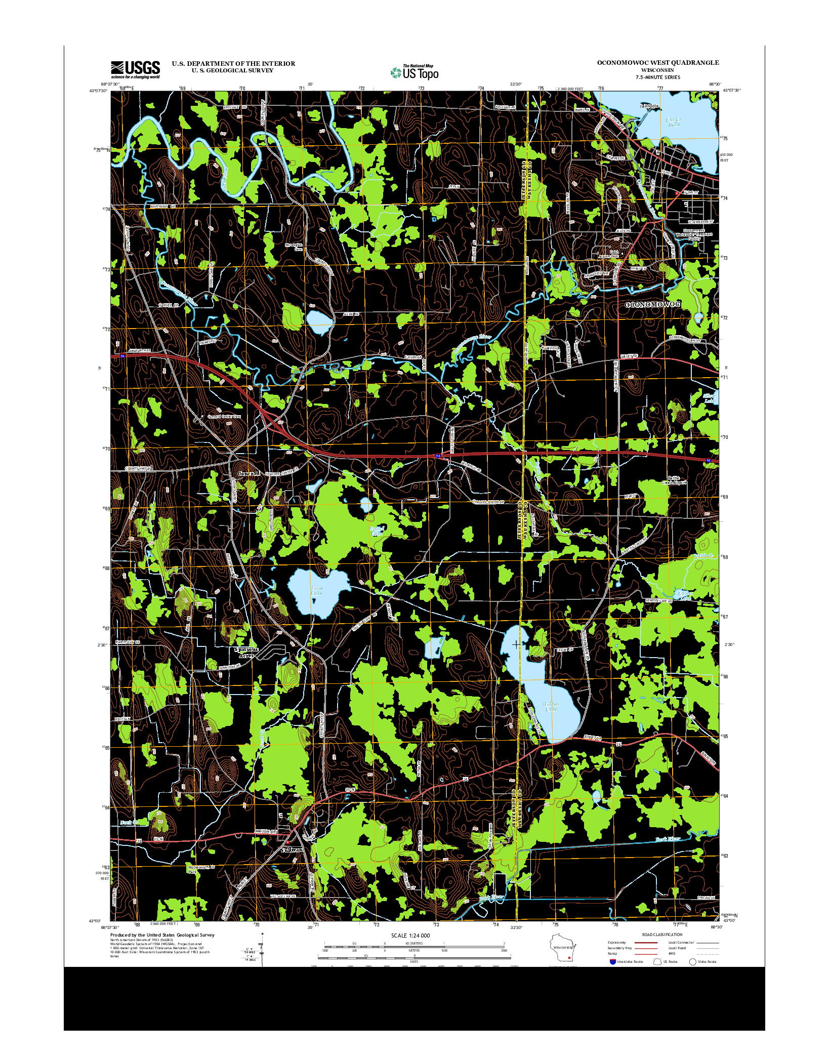 USGS US TOPO 7.5-MINUTE MAP FOR OCONOMOWOC WEST, WI 2013