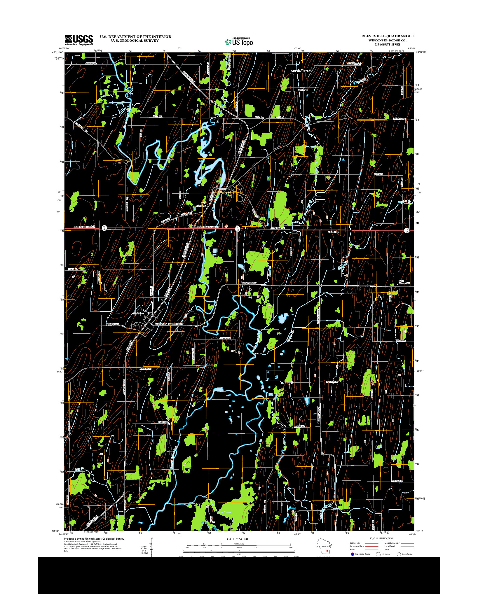 USGS US TOPO 7.5-MINUTE MAP FOR REESEVILLE, WI 2013