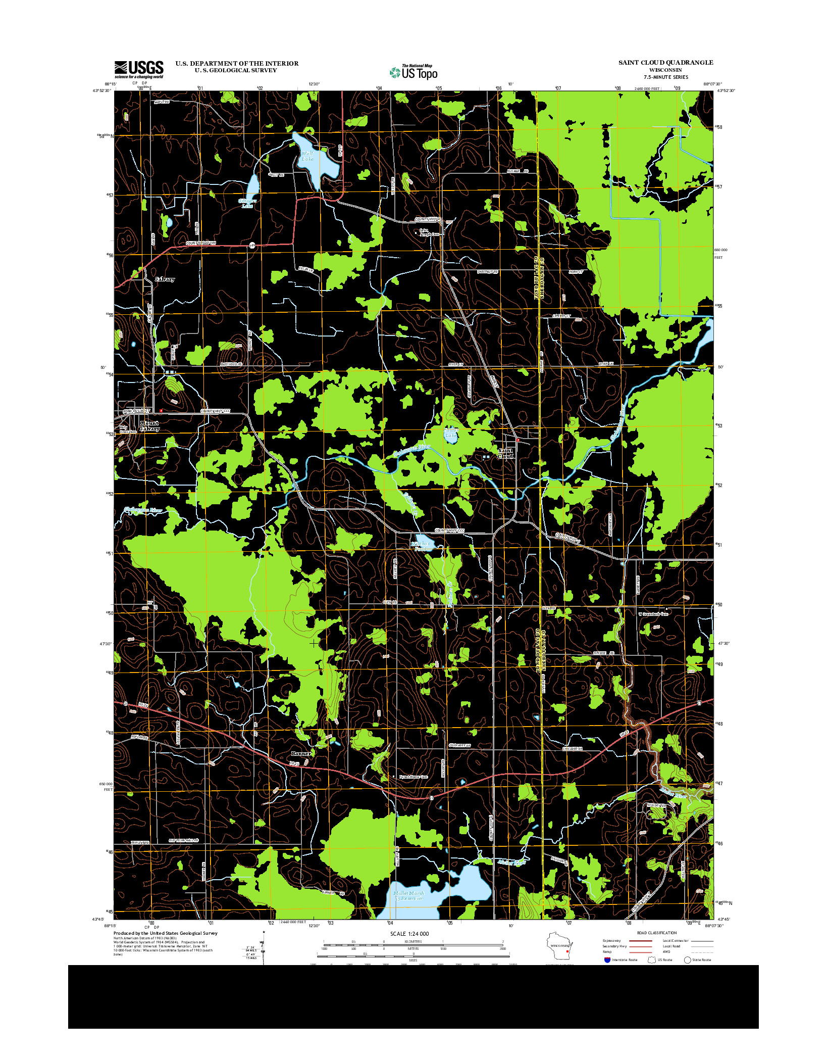 USGS US TOPO 7.5-MINUTE MAP FOR SAINT CLOUD, WI 2013