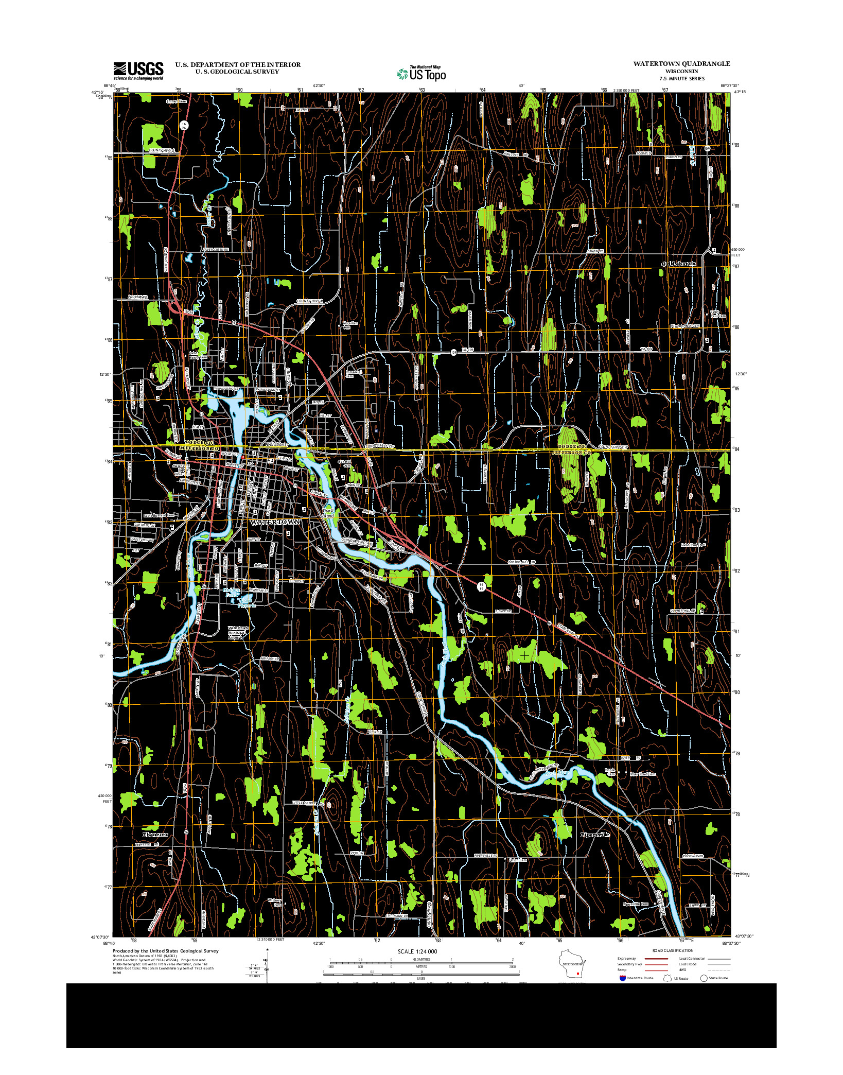 USGS US TOPO 7.5-MINUTE MAP FOR WATERTOWN, WI 2013