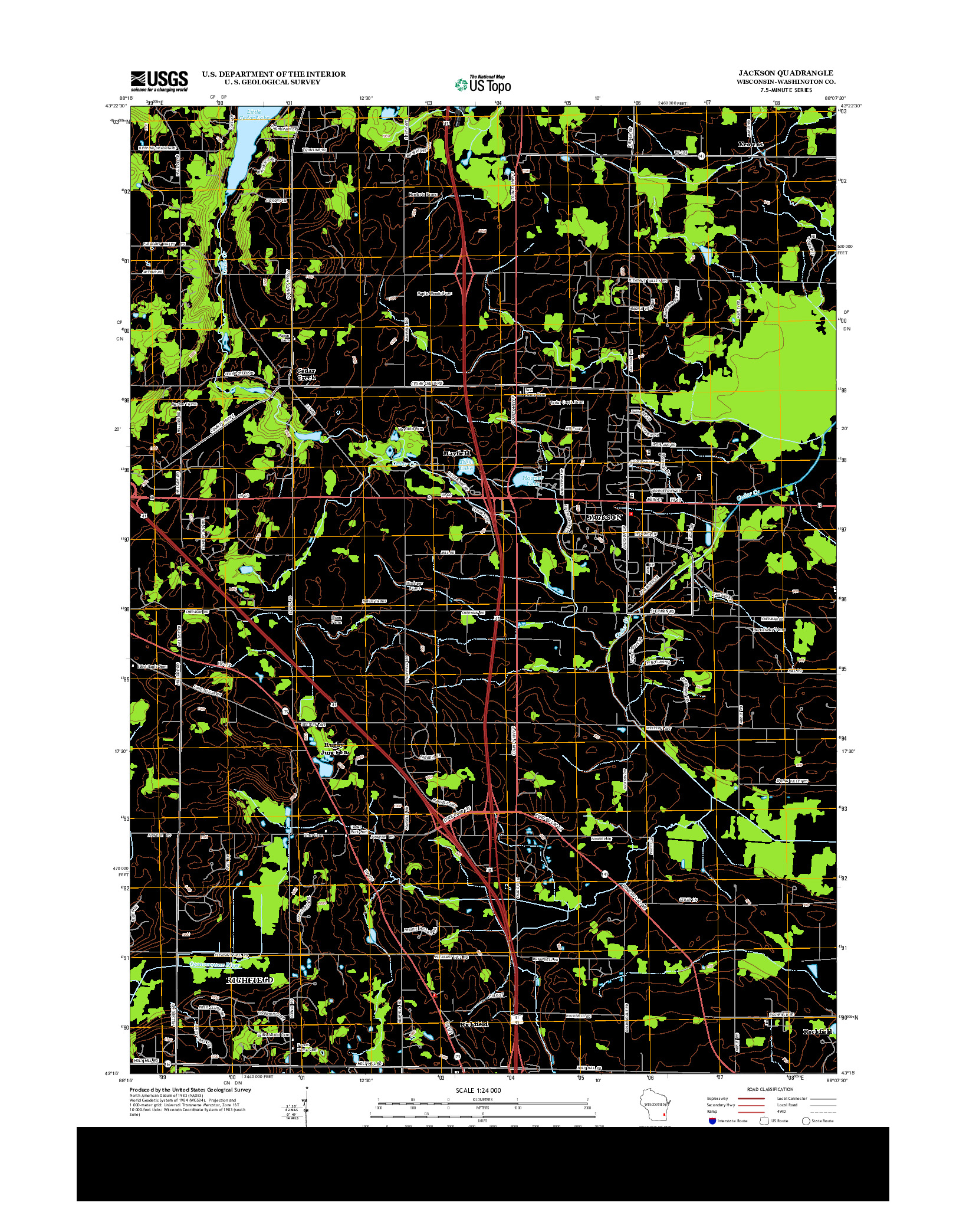 USGS US TOPO 7.5-MINUTE MAP FOR JACKSON, WI 2013