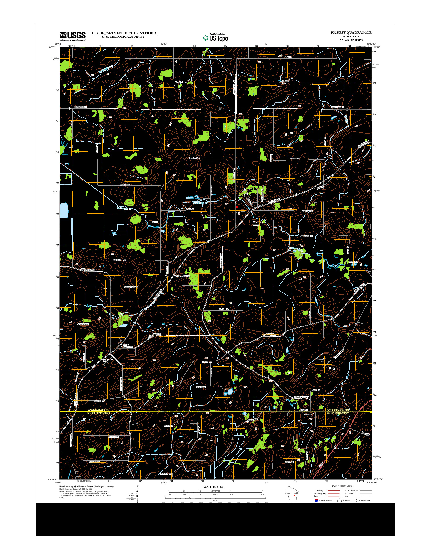 USGS US TOPO 7.5-MINUTE MAP FOR PICKETT, WI 2013