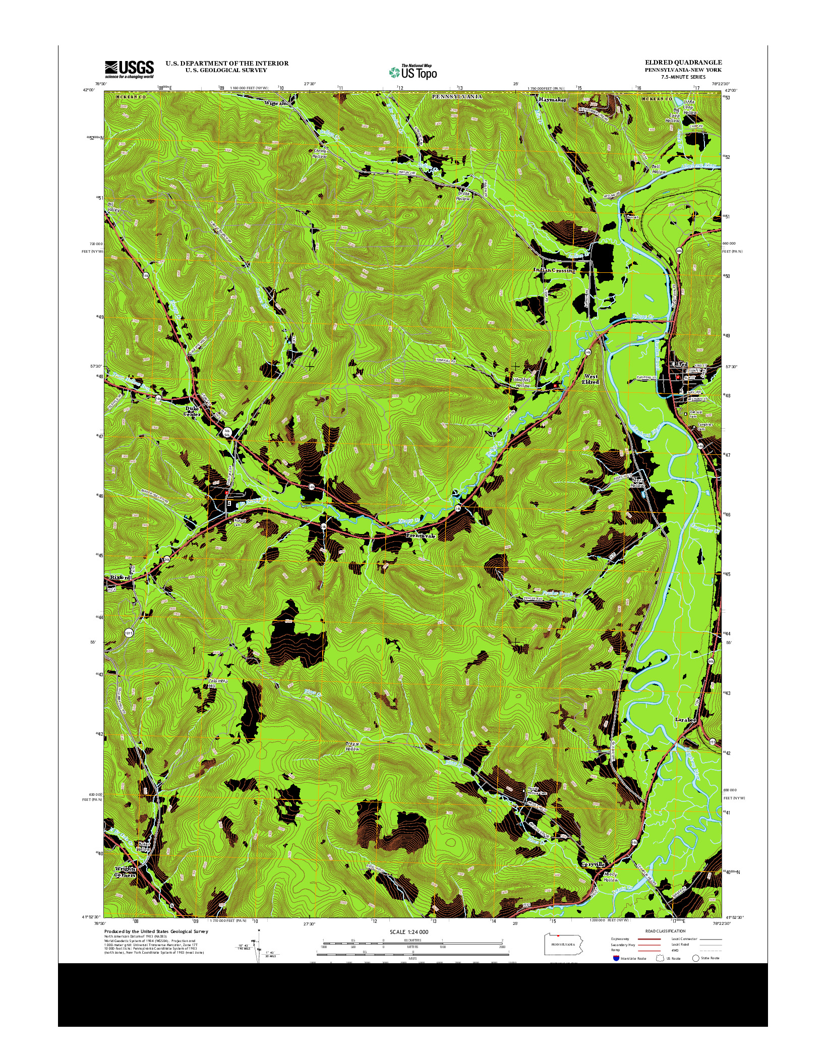 USGS US TOPO 7.5-MINUTE MAP FOR ELDRED, PA-NY 2013