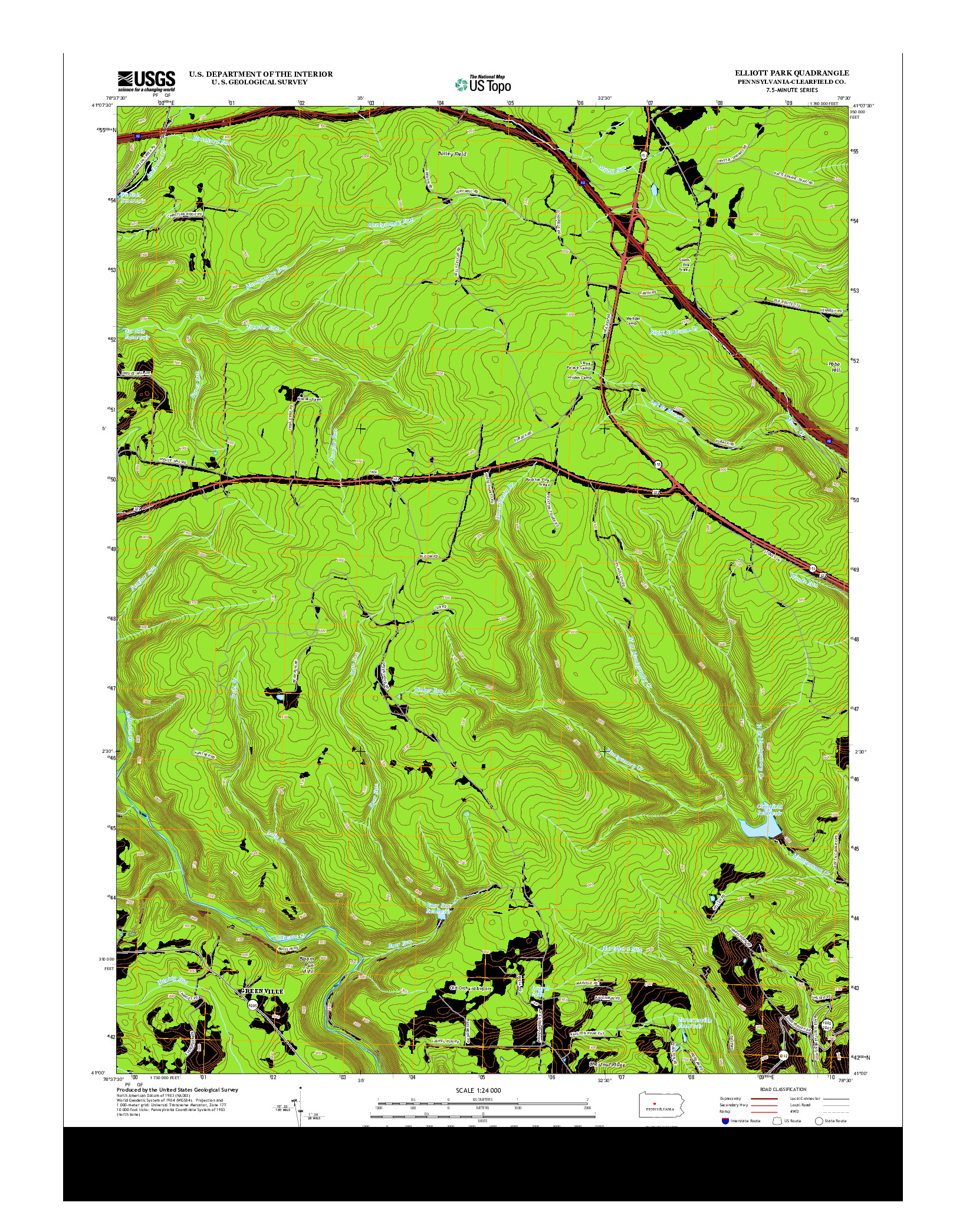 USGS US TOPO 7.5-MINUTE MAP FOR ELLIOTT PARK, PA 2013