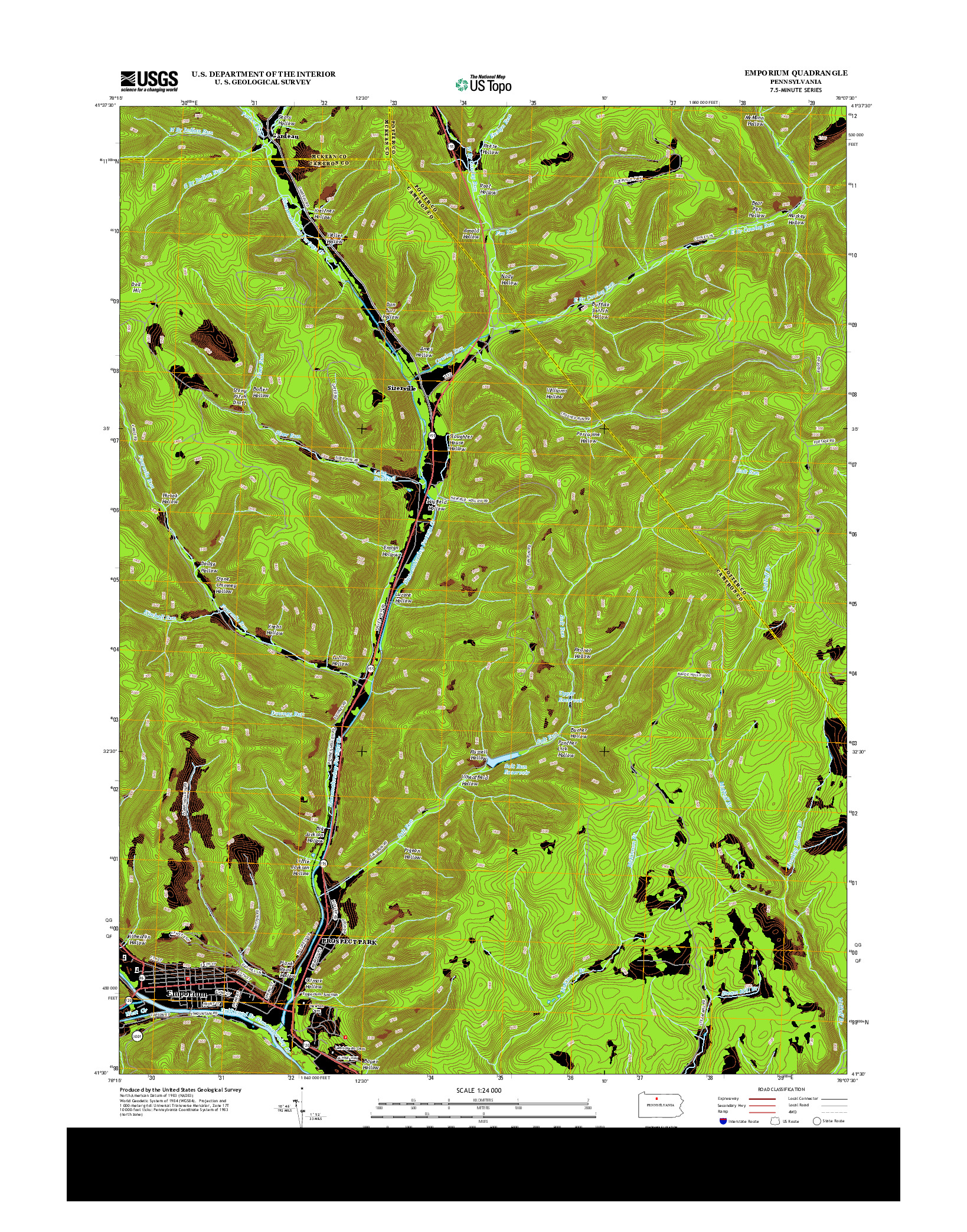 USGS US TOPO 7.5-MINUTE MAP FOR EMPORIUM, PA 2013