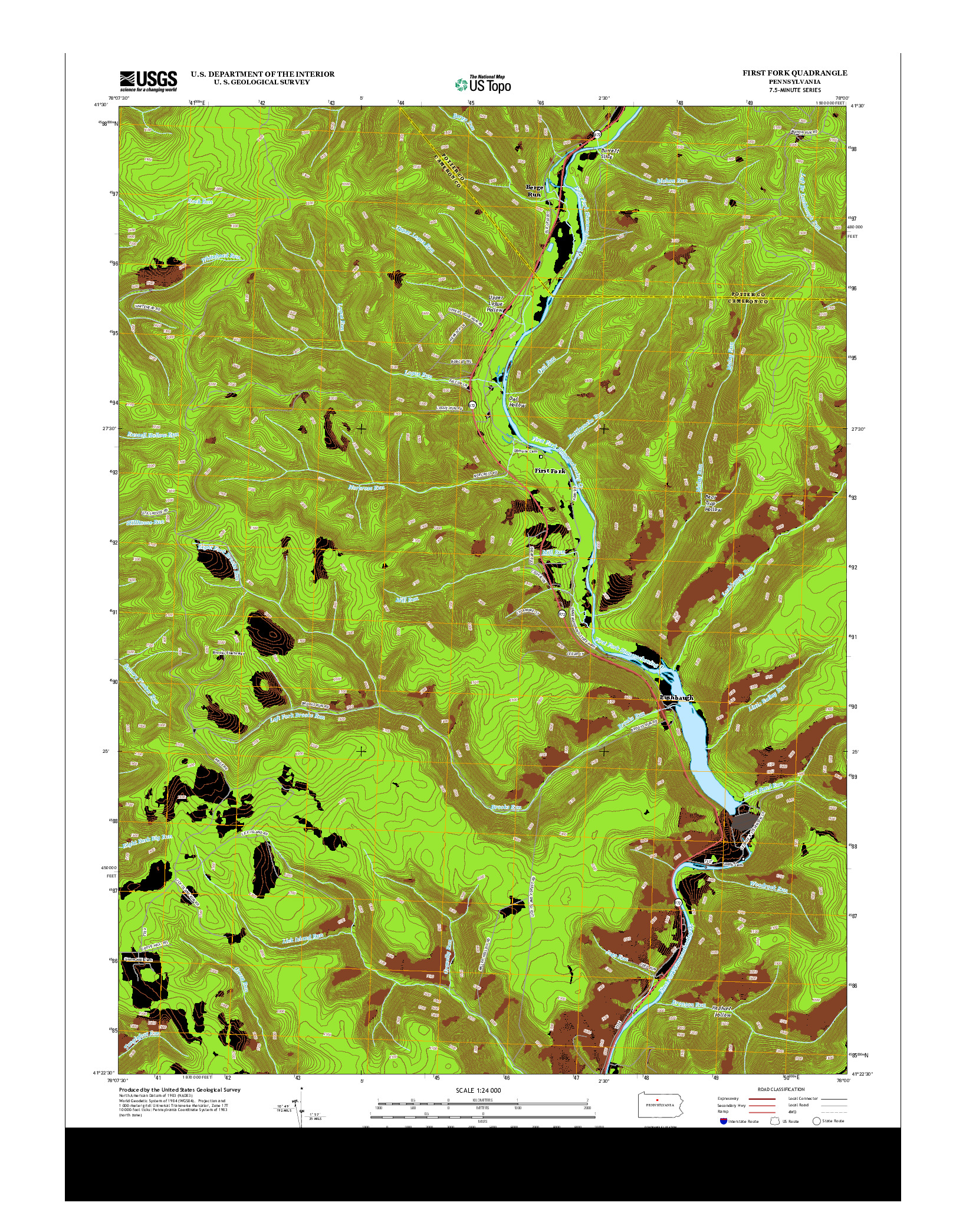 USGS US TOPO 7.5-MINUTE MAP FOR FIRST FORK, PA 2013