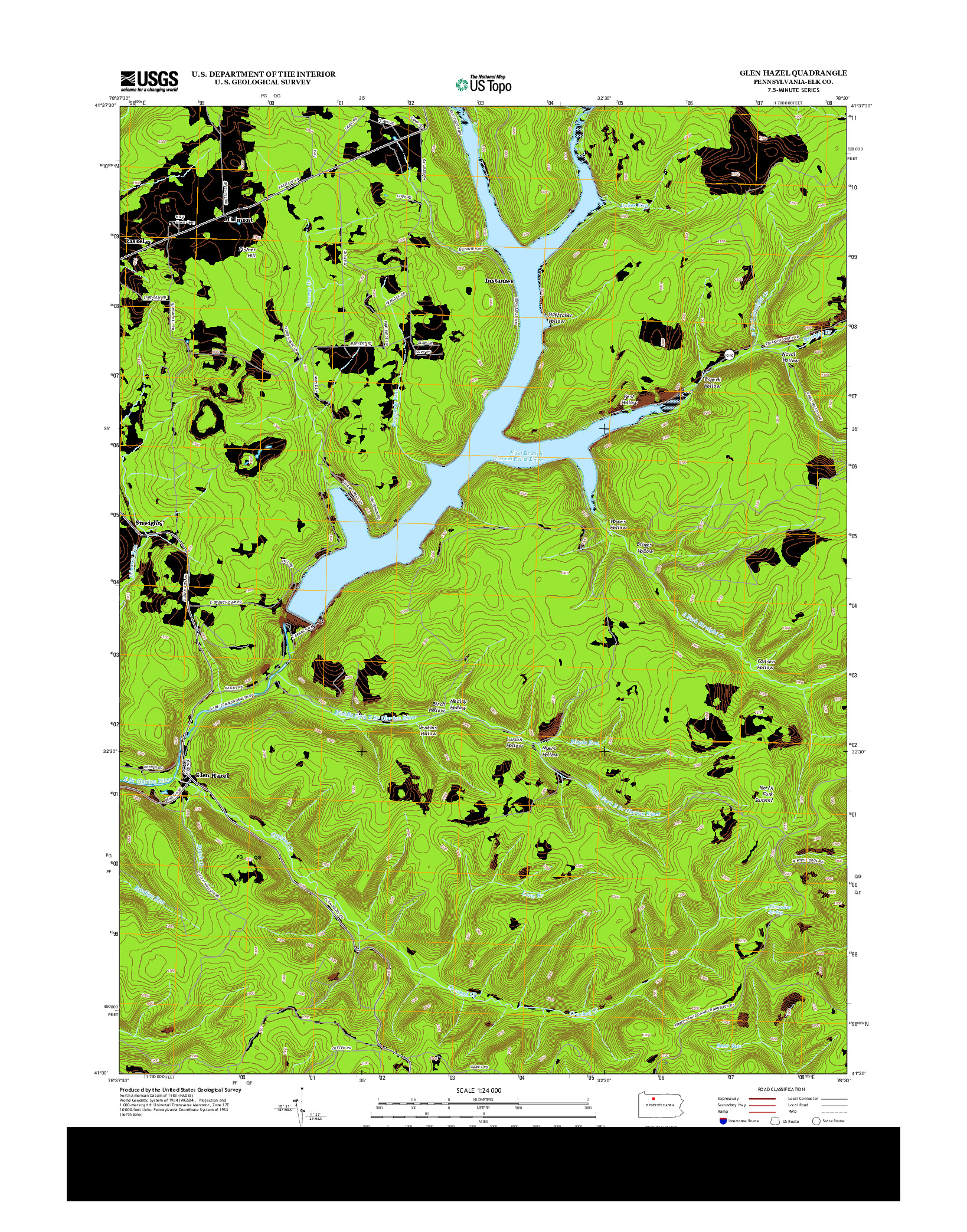 USGS US TOPO 7.5-MINUTE MAP FOR GLEN HAZEL, PA 2013