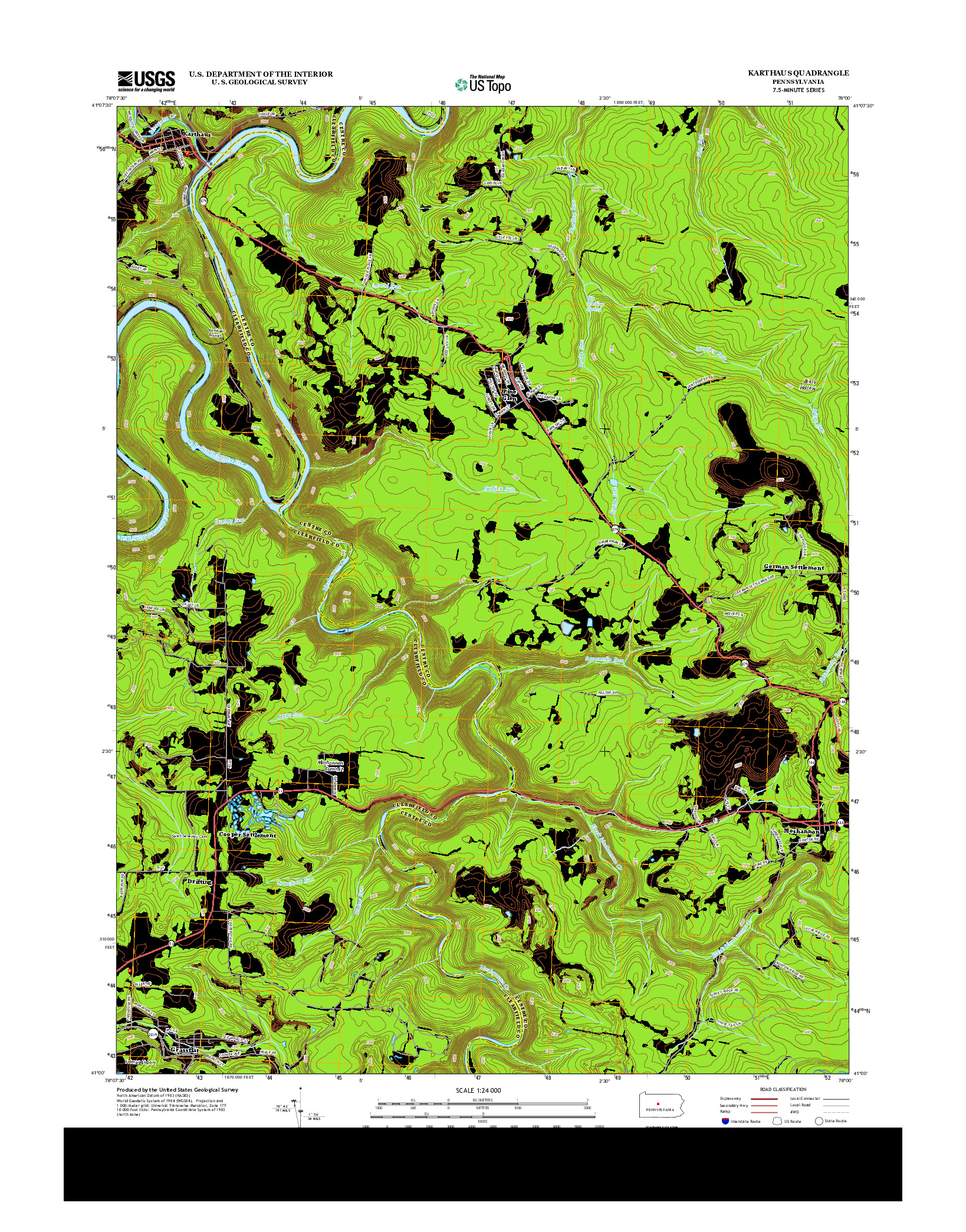 USGS US TOPO 7.5-MINUTE MAP FOR KARTHAUS, PA 2013