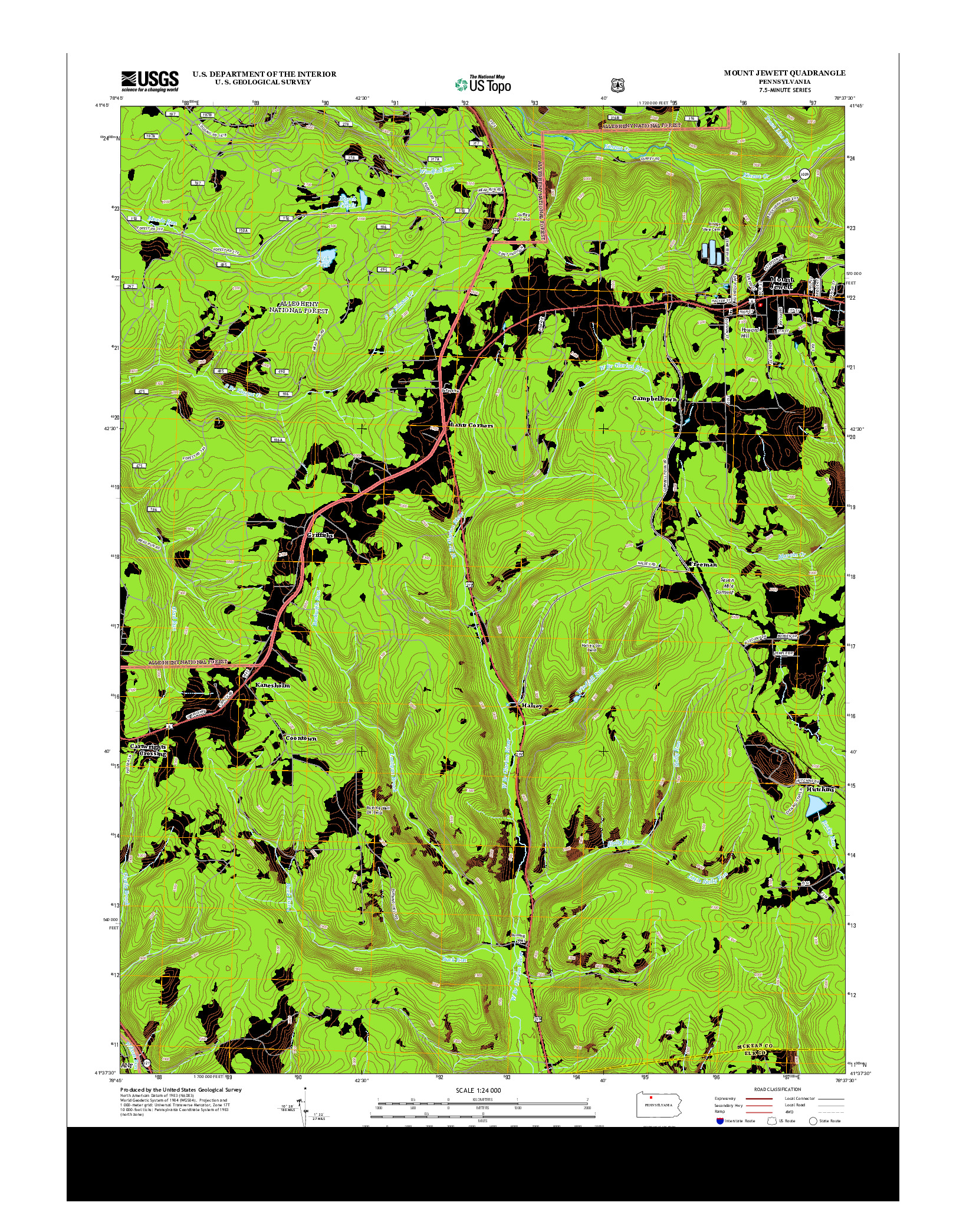 USGS US TOPO 7.5-MINUTE MAP FOR MOUNT JEWETT, PA 2013