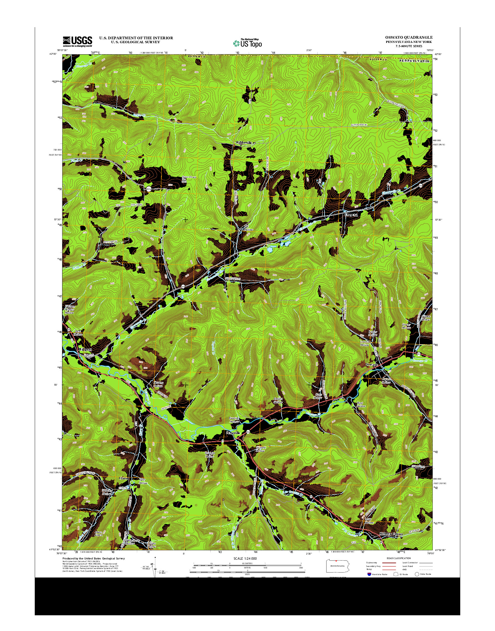 USGS US TOPO 7.5-MINUTE MAP FOR OSWAYO, PA-NY 2013