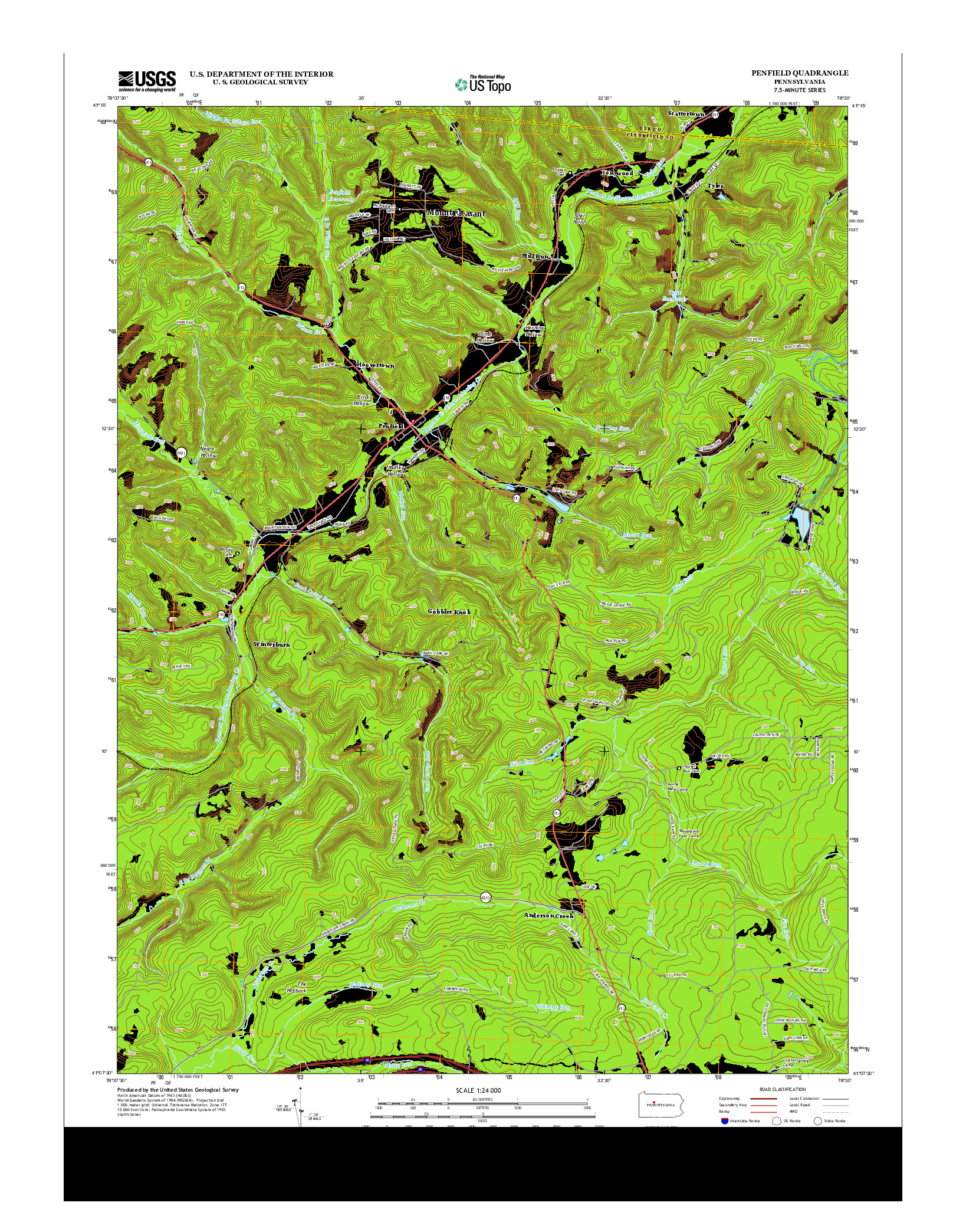 USGS US TOPO 7.5-MINUTE MAP FOR PENFIELD, PA 2013