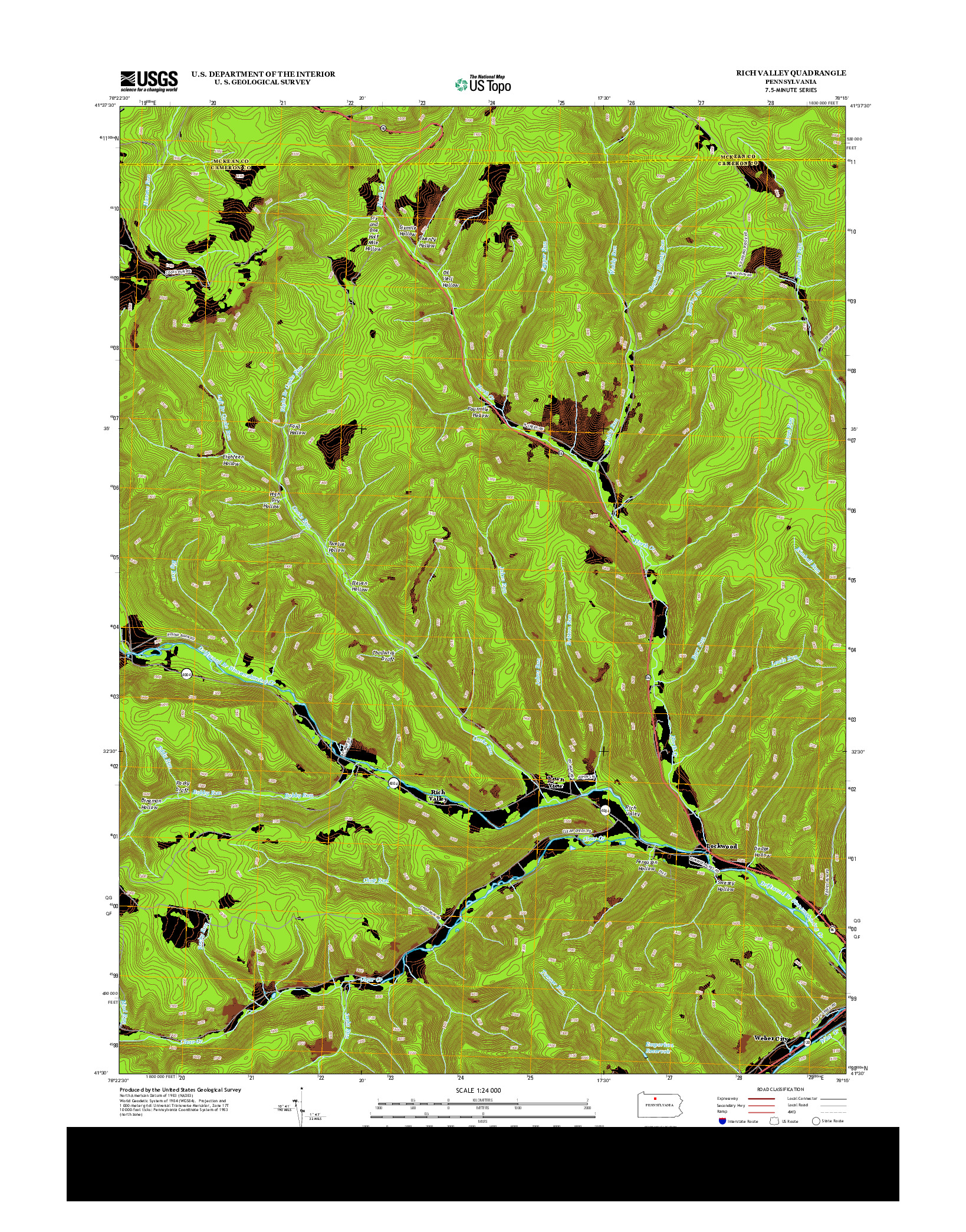 USGS US TOPO 7.5-MINUTE MAP FOR RICH VALLEY, PA 2013