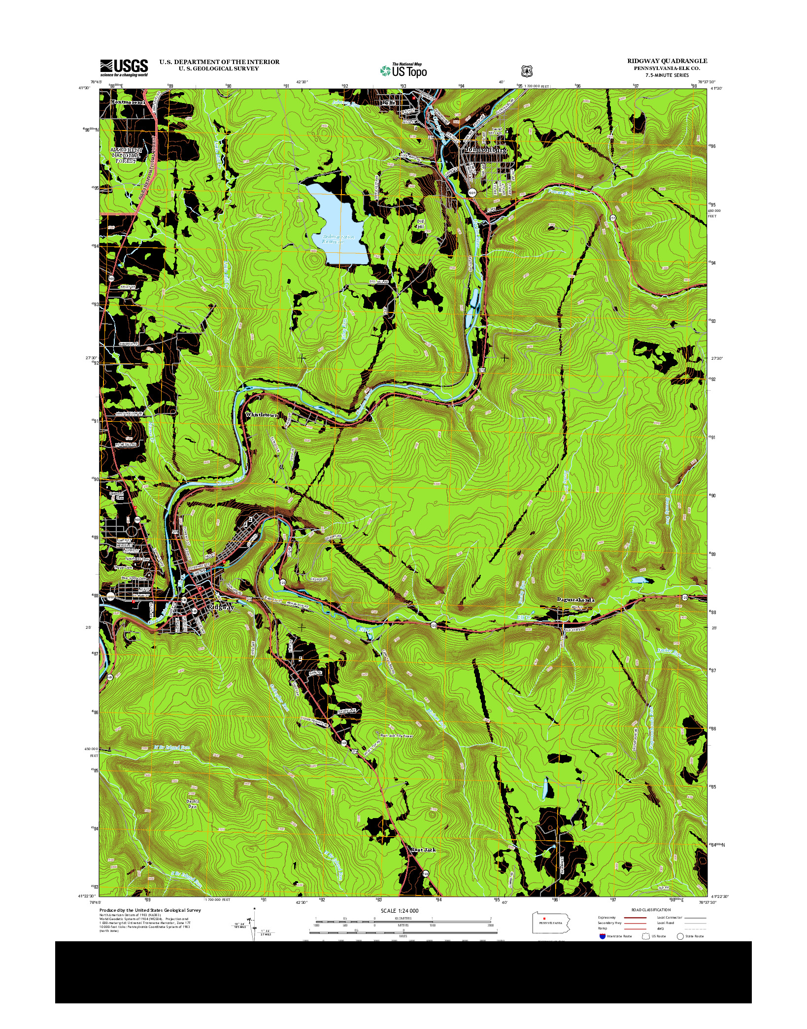 USGS US TOPO 7.5-MINUTE MAP FOR RIDGWAY, PA 2013
