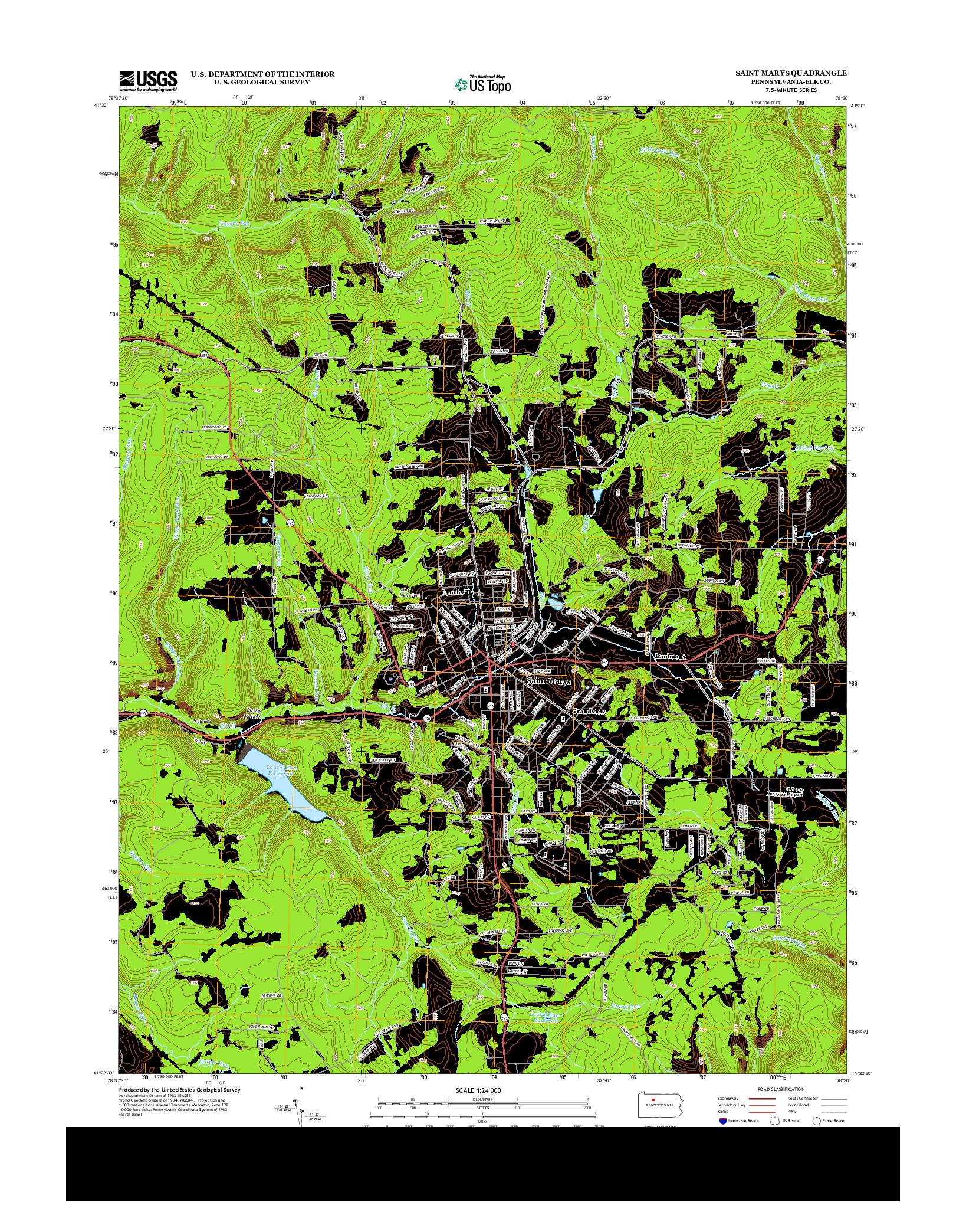 USGS US TOPO 7.5-MINUTE MAP FOR SAINT MARYS, PA 2013