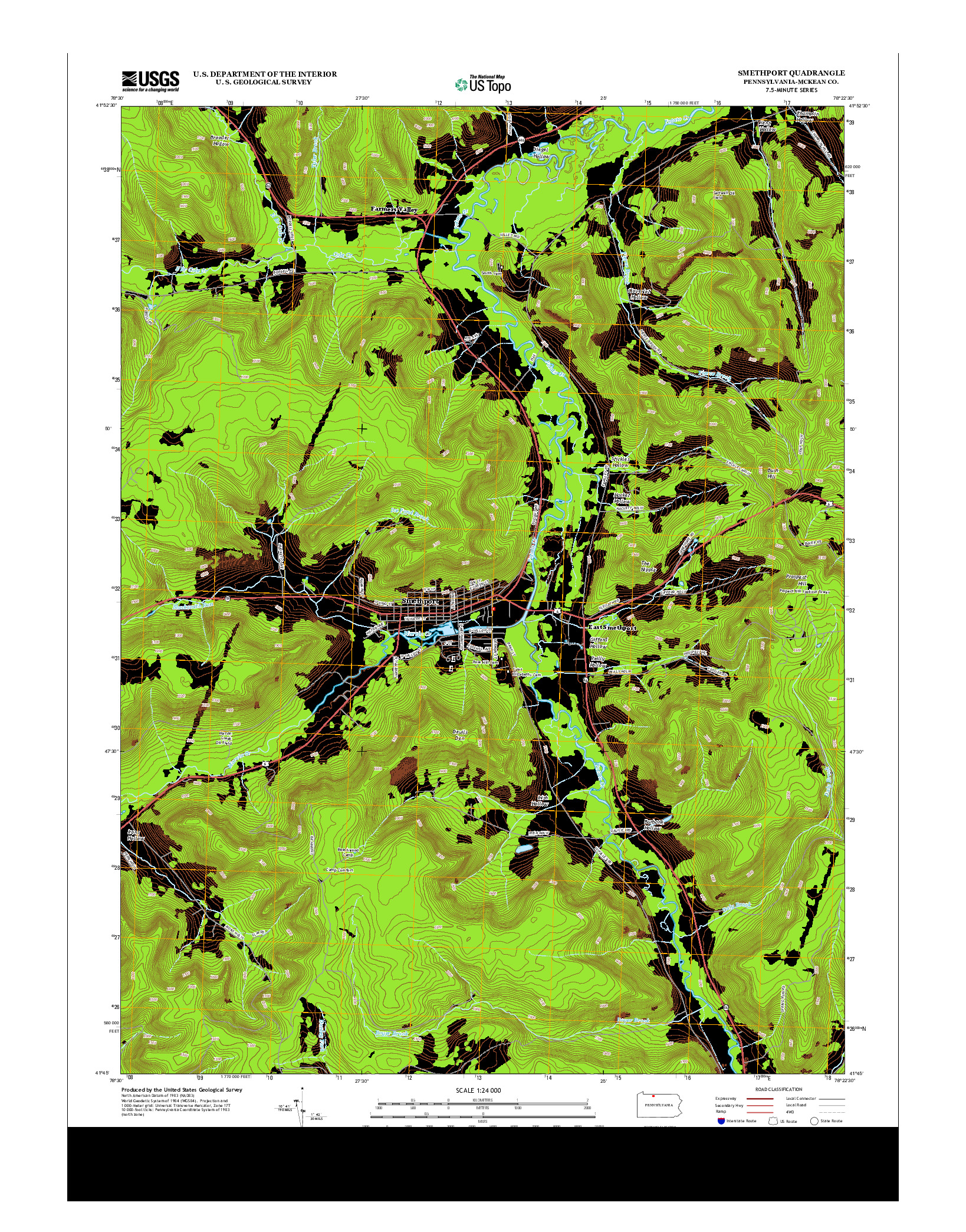 USGS US TOPO 7.5-MINUTE MAP FOR SMETHPORT, PA 2013