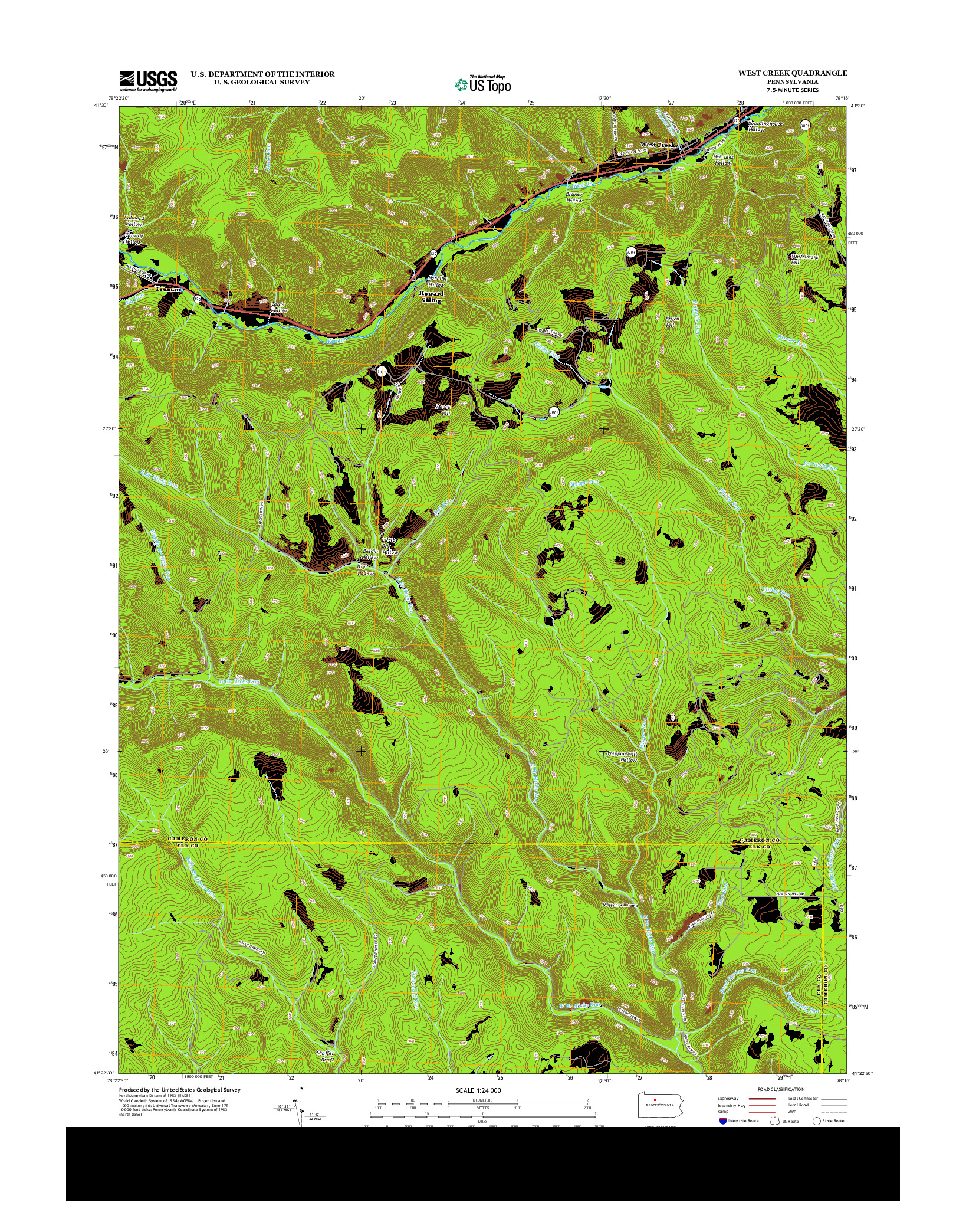 USGS US TOPO 7.5-MINUTE MAP FOR WEST CREEK, PA 2013