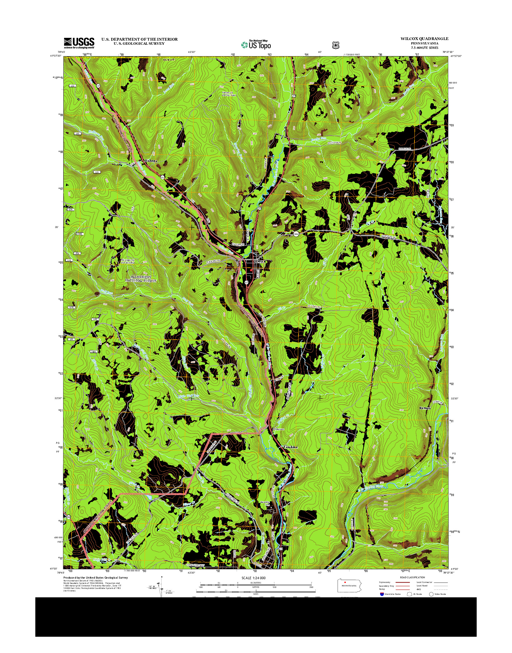 USGS US TOPO 7.5-MINUTE MAP FOR WILCOX, PA 2013