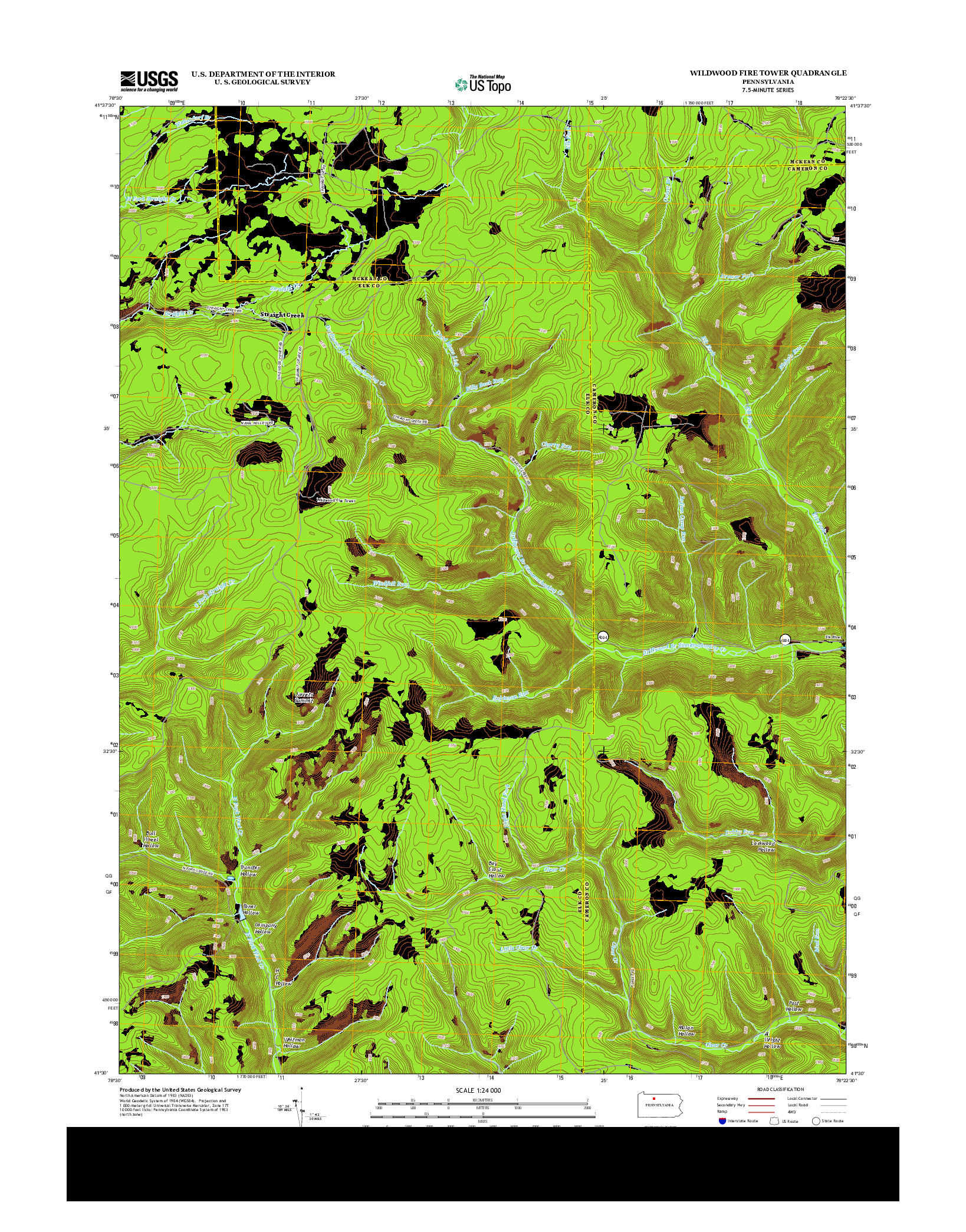 USGS US TOPO 7.5-MINUTE MAP FOR WILDWOOD FIRE TOWER, PA 2013