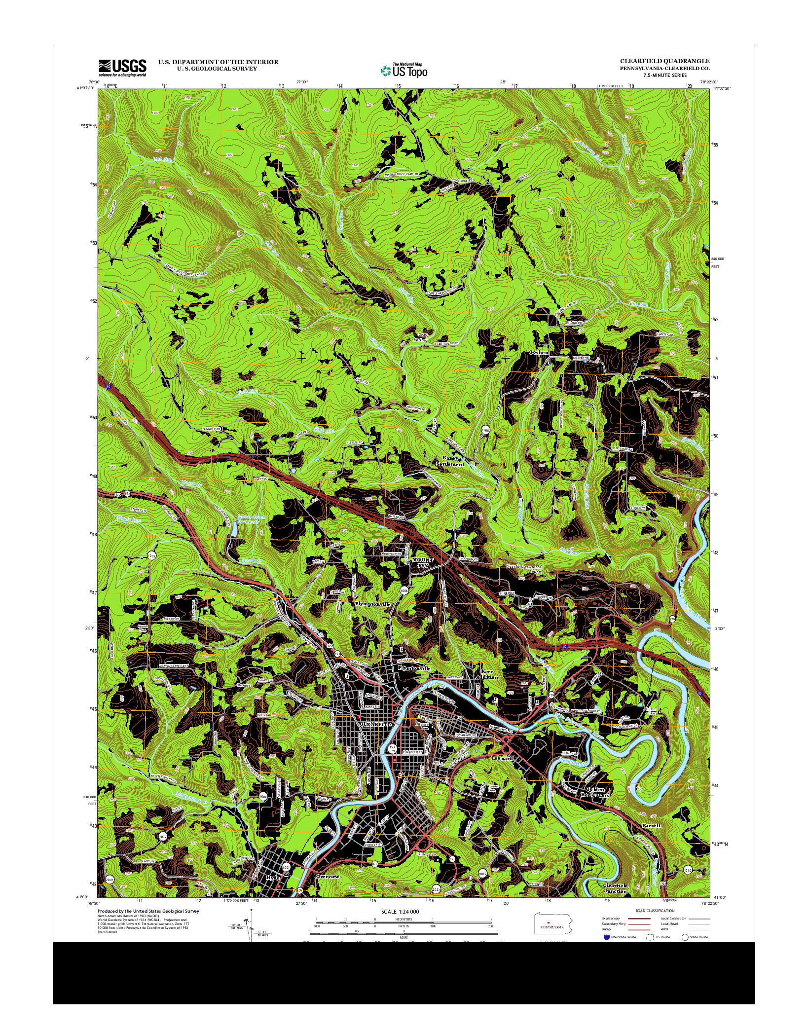 USGS US TOPO 7.5-MINUTE MAP FOR CLEARFIELD, PA 2013