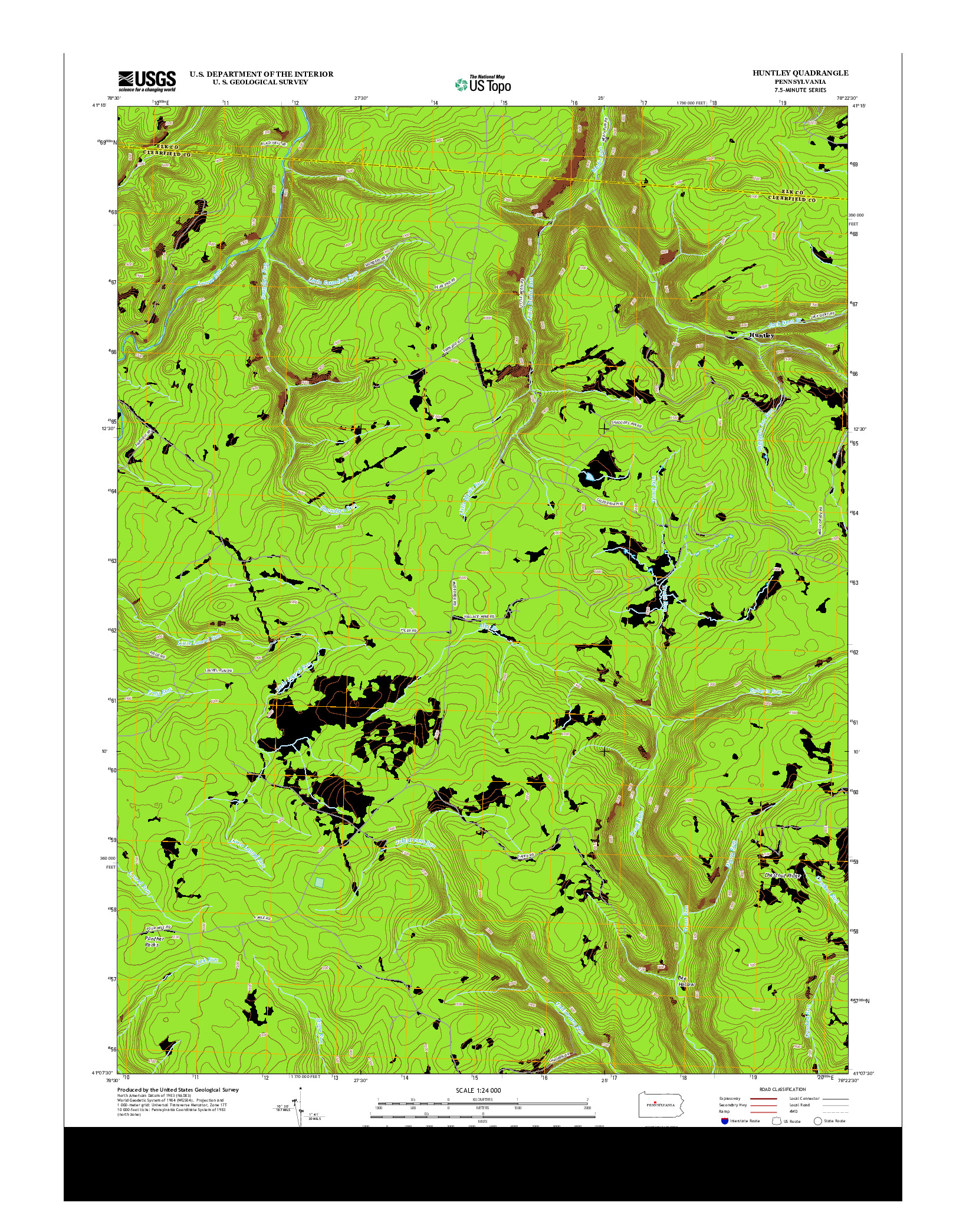 USGS US TOPO 7.5-MINUTE MAP FOR HUNTLEY, PA 2013
