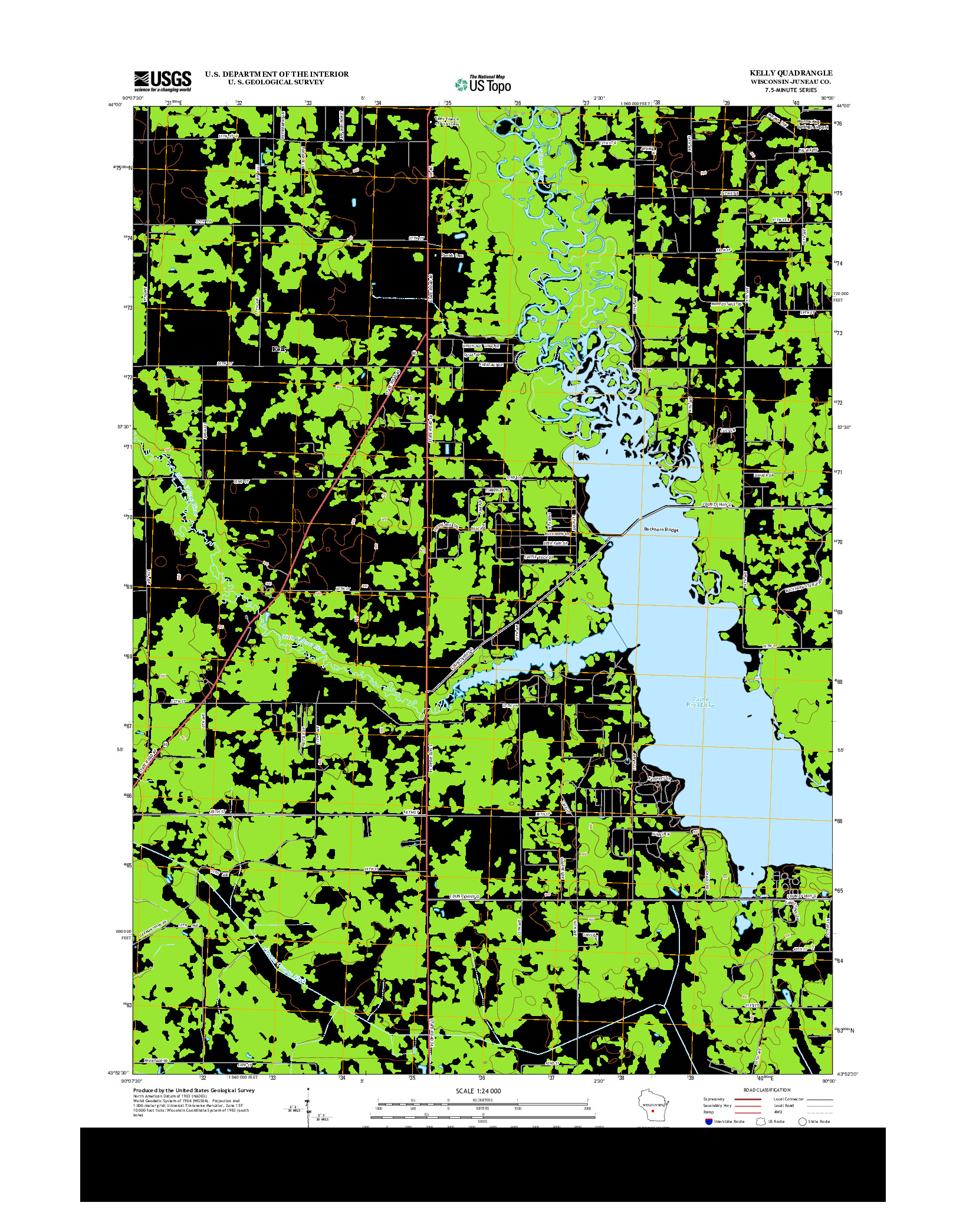 USGS US TOPO 7.5-MINUTE MAP FOR KELLY, WI 2013