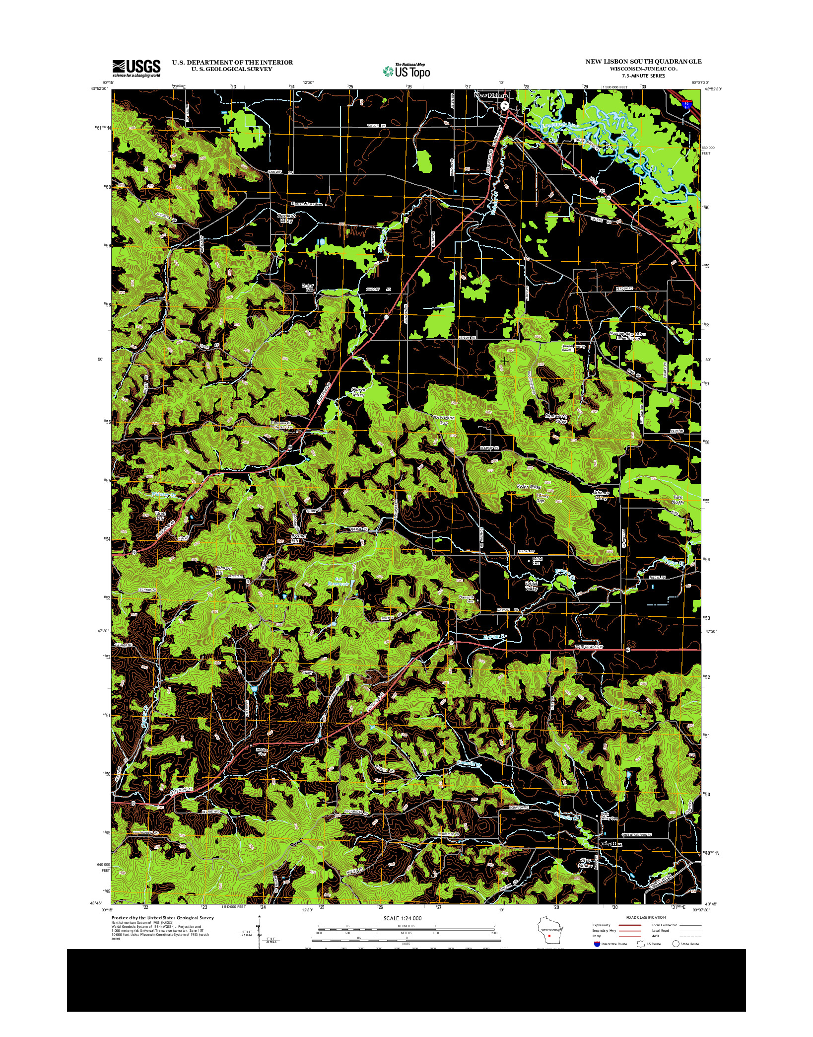 USGS US TOPO 7.5-MINUTE MAP FOR NEW LISBON SOUTH, WI 2013