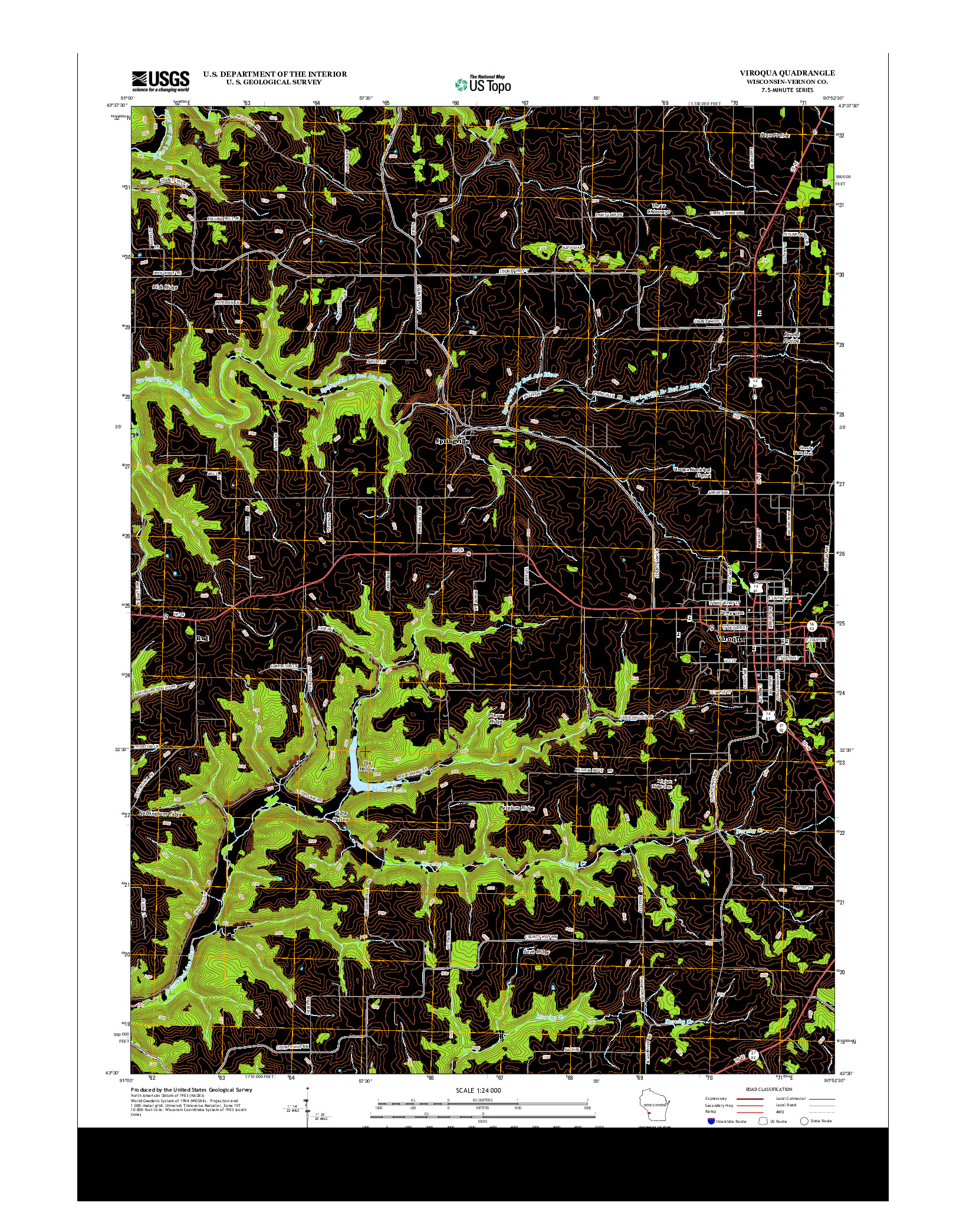 USGS US TOPO 7.5-MINUTE MAP FOR VIROQUA, WI 2013